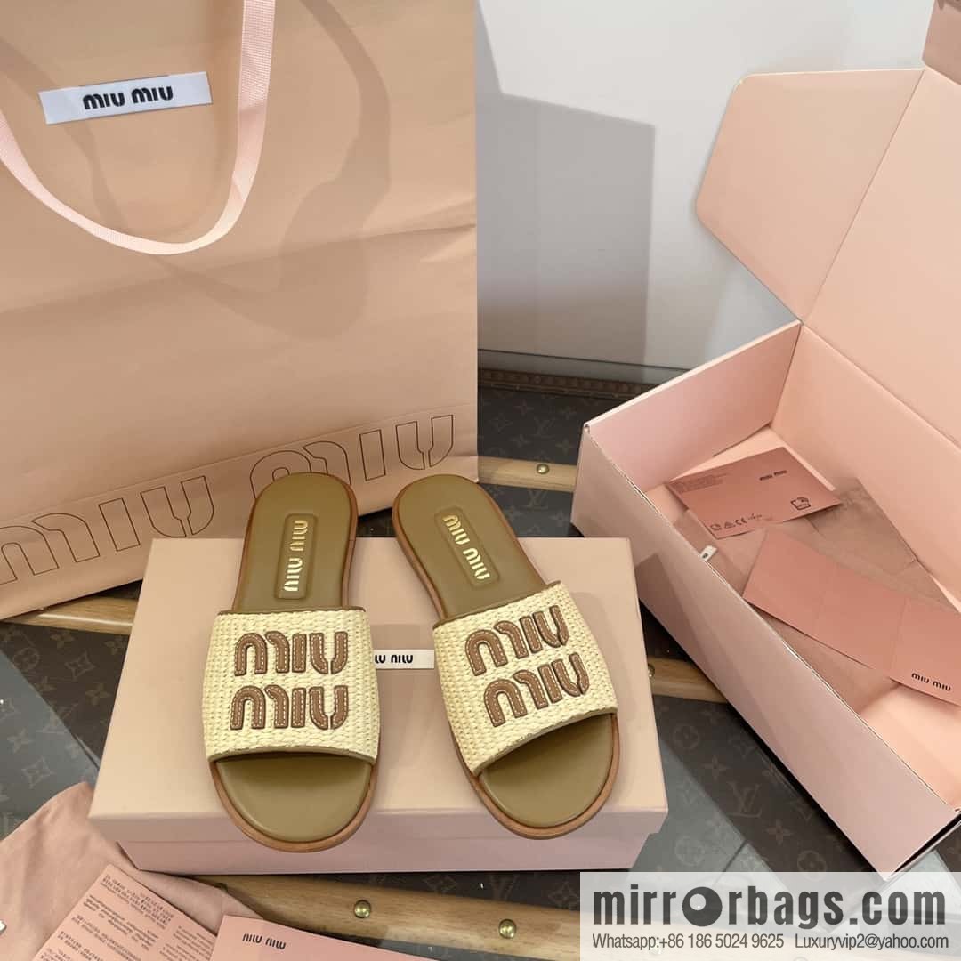 Miao Miao | | Spring and summer raffia woven alphabet slippers