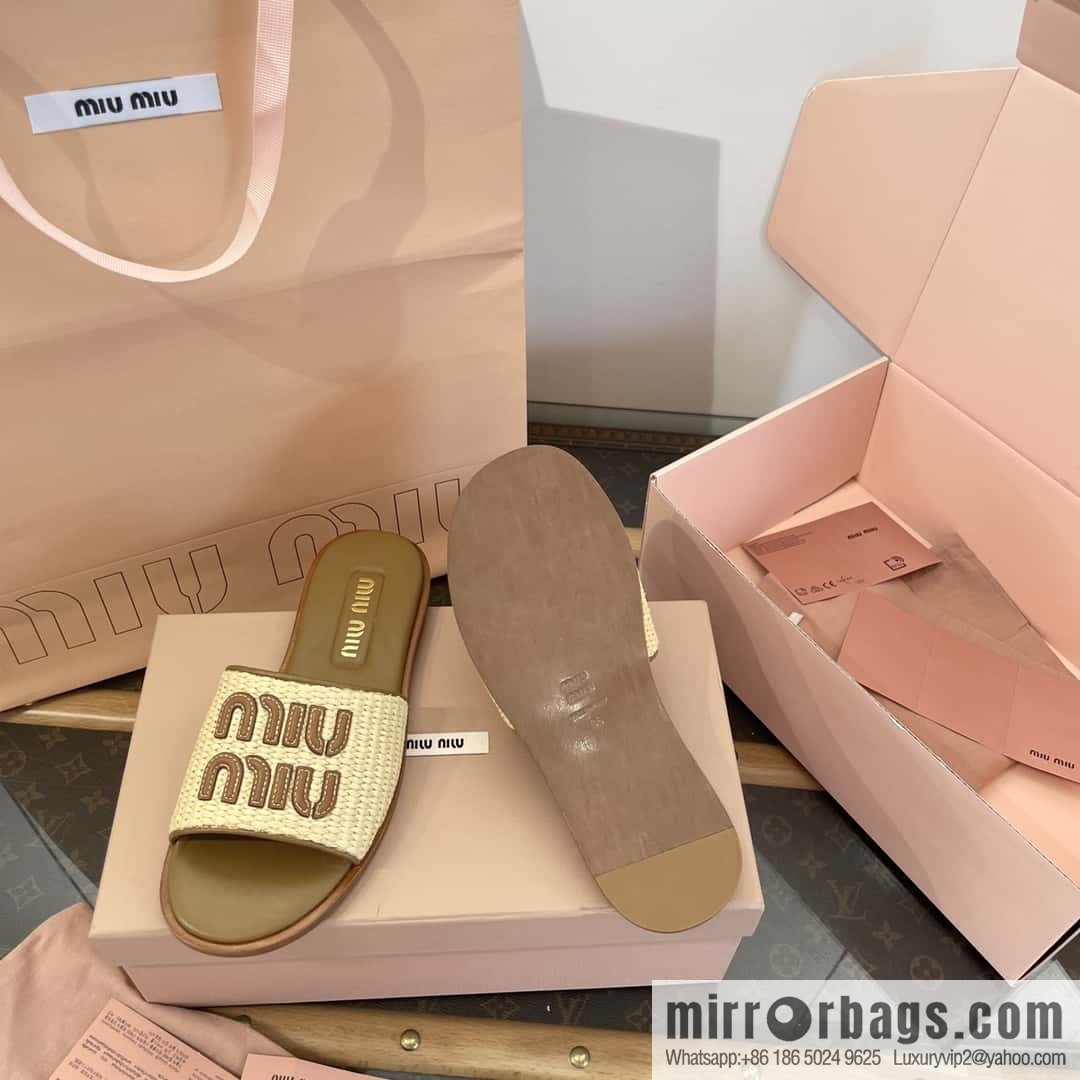 Miao Miao | | Spring and summer raffia woven alphabet slippers