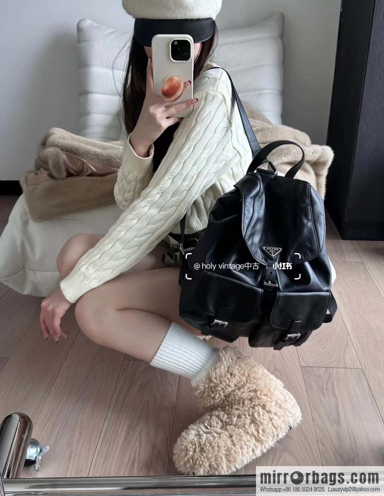 PRADA 🎉 new backpack 🎉 1BZ811B oil wax leather