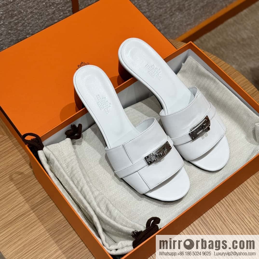 Hermes Kelly Button Slippers