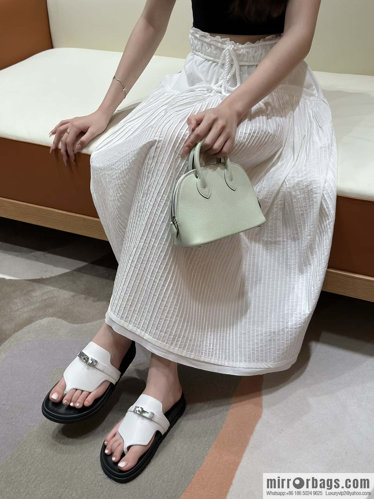 Hermès 258 Empire, plain weave/swift pure white/01/Blanc