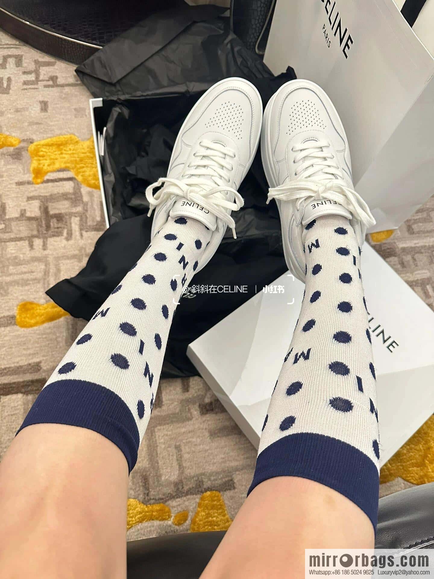 CELINE classic spring and summer thick-soled height-increasing white shoes