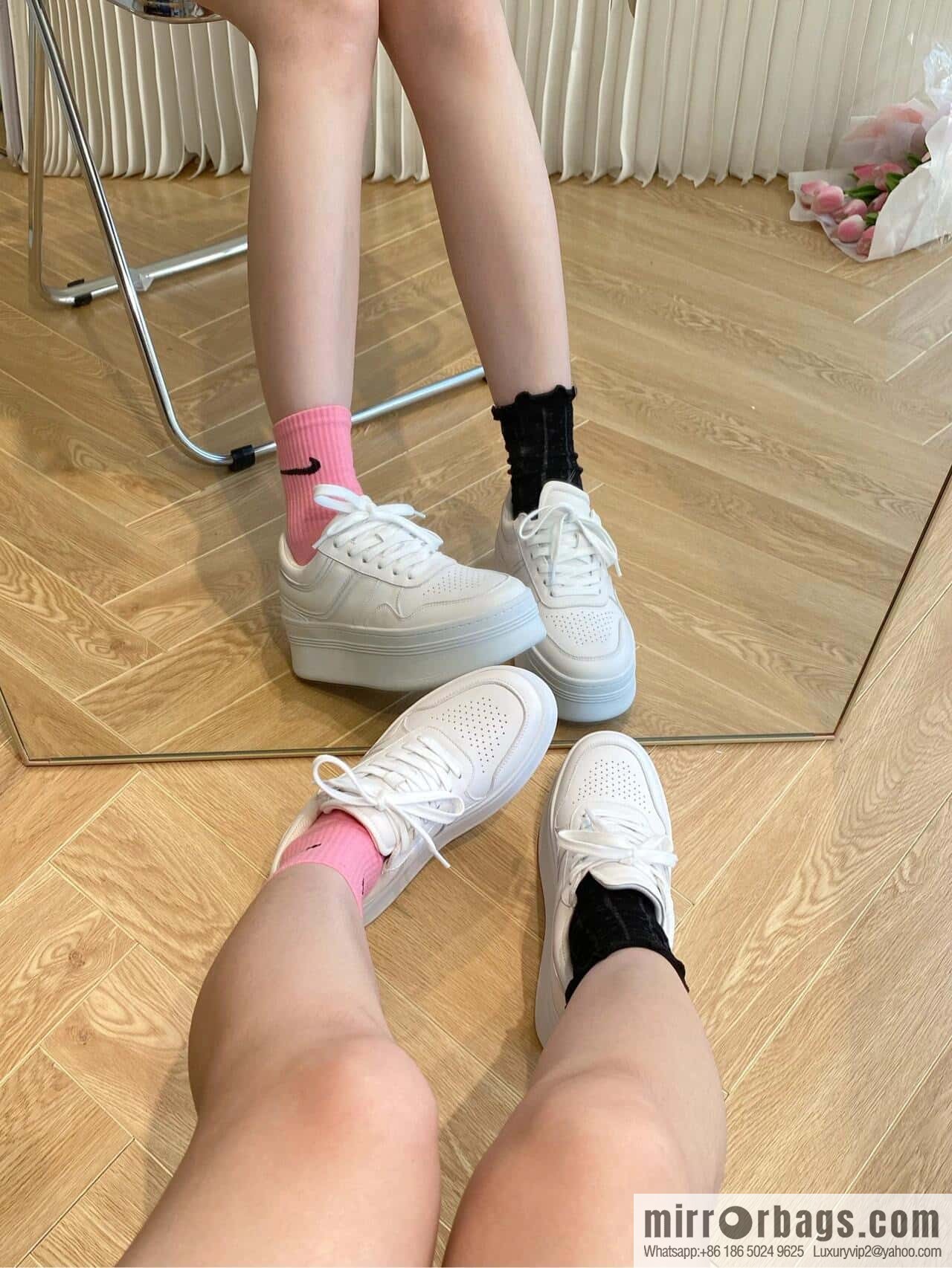 CELINE classic spring and summer thick-soled height-increasing white shoes