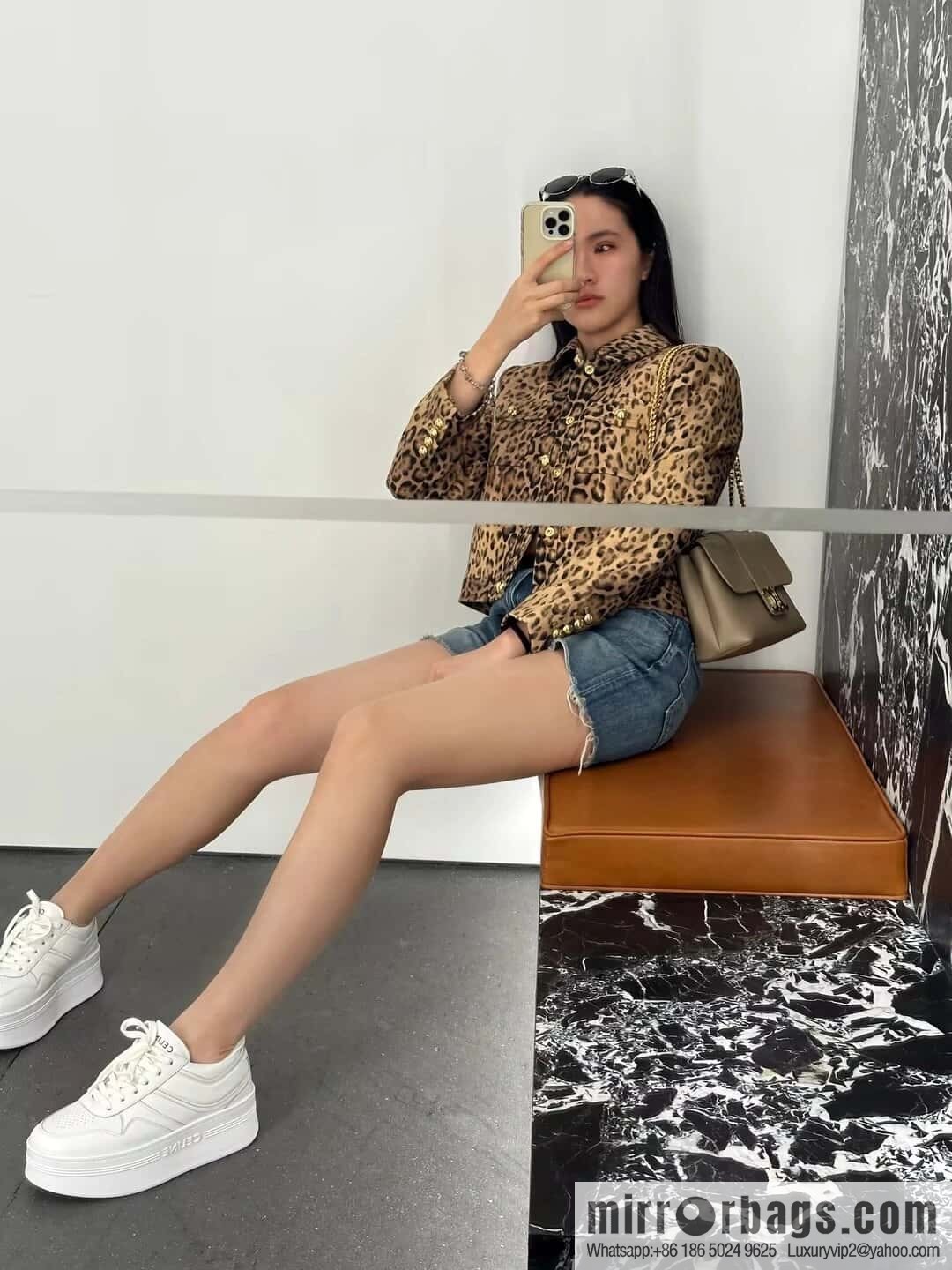 CELINE classic spring and summer thick-soled height-increasing white shoes