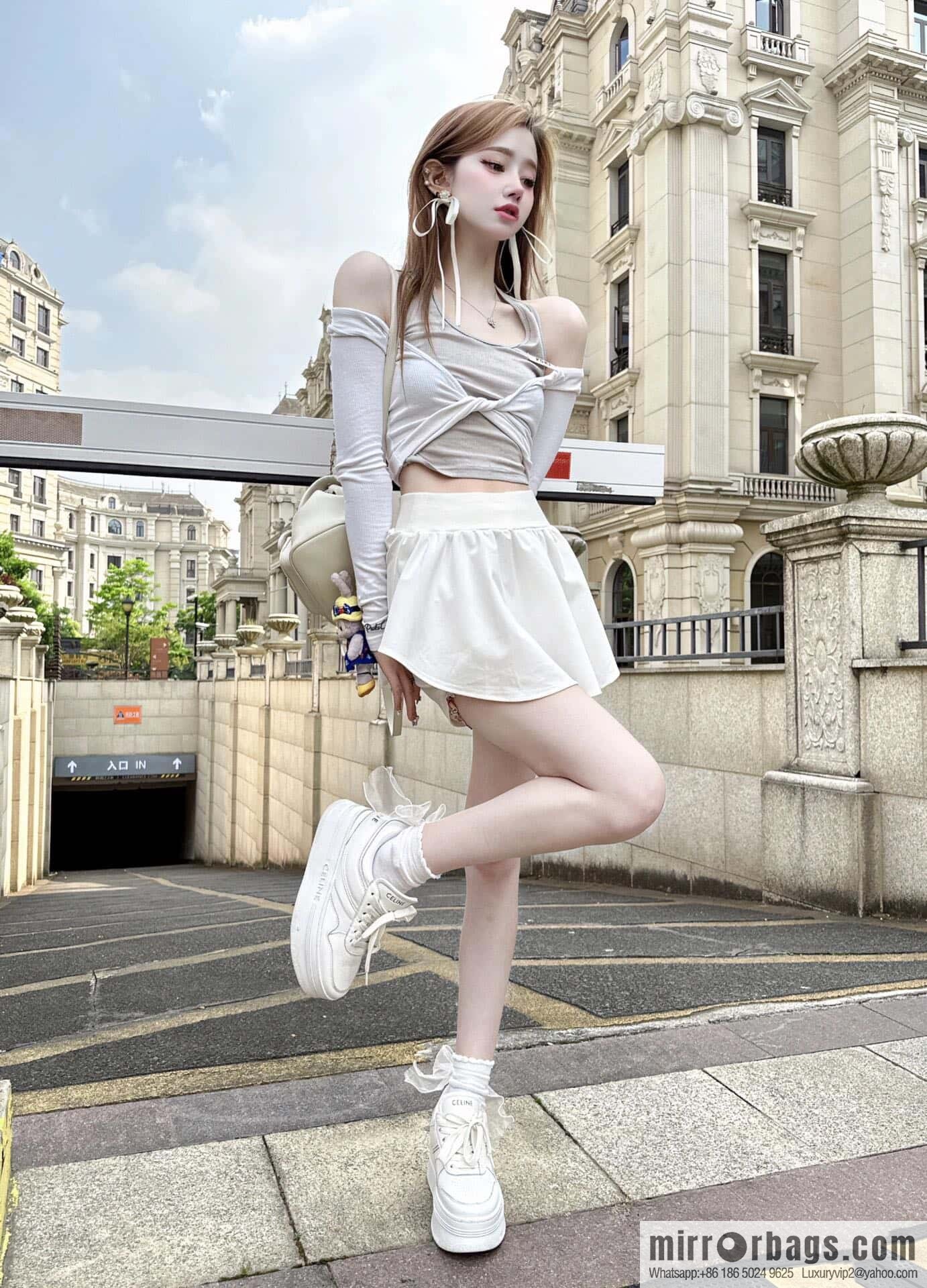 CELINE classic spring and summer thick-soled height-increasing white shoes