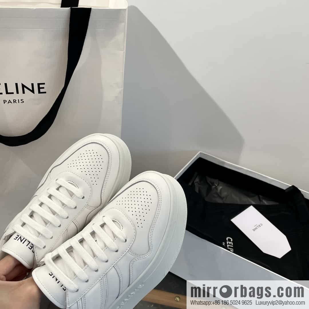 CELINE classic spring and summer thick-soled height-increasing white shoes