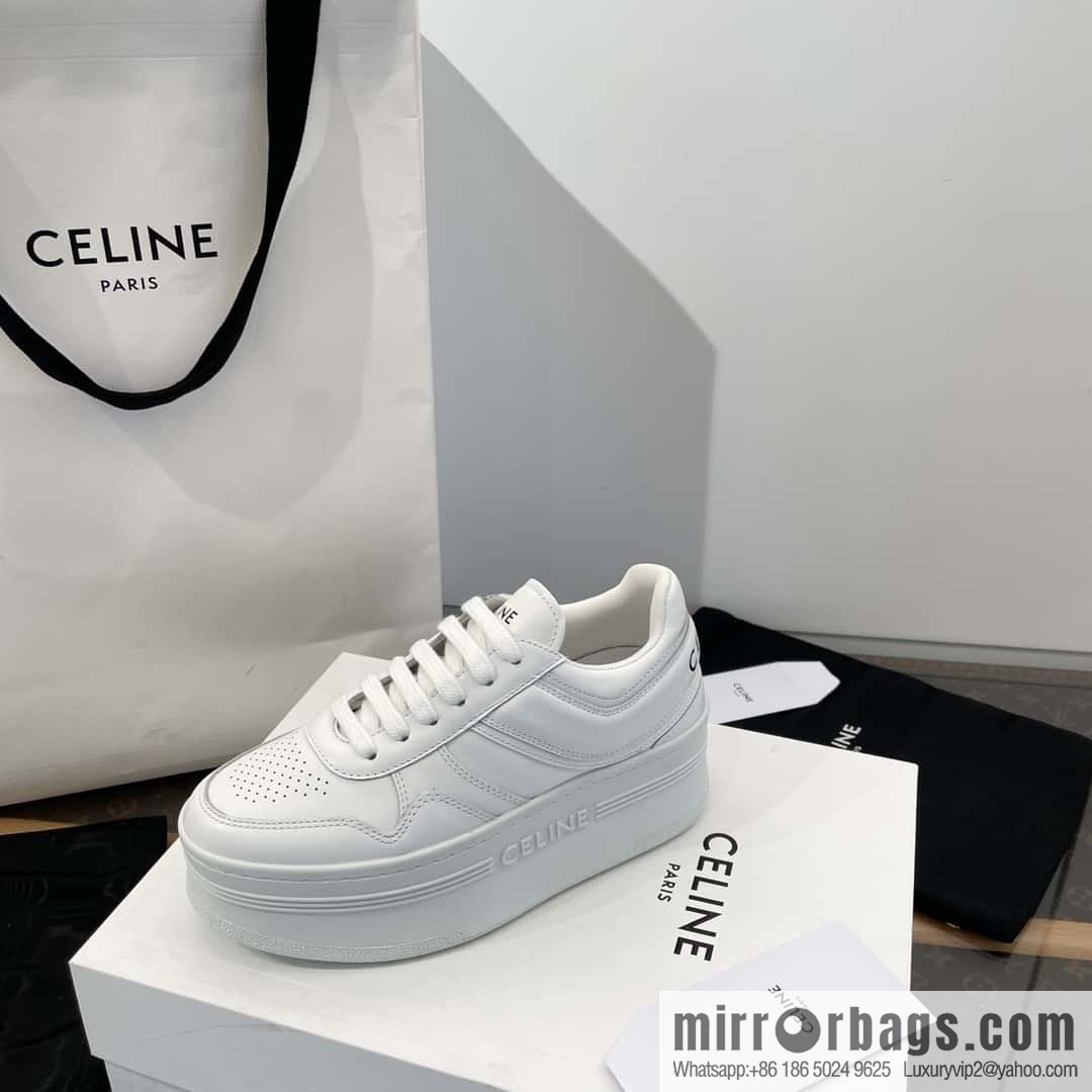 CELINE classic spring and summer thick-soled height-increasing white shoes