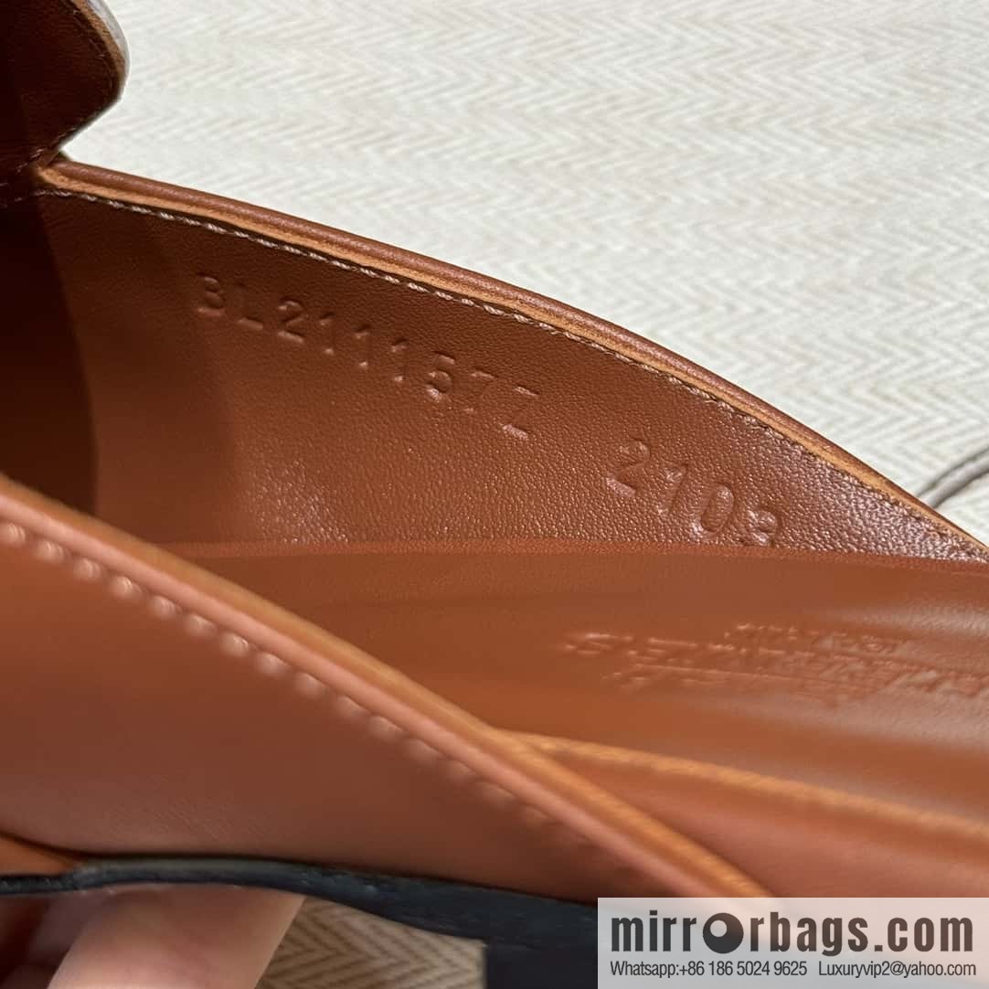 Hermès 192 Royal loafers, saddle brown/34/Favue/plain white/01/Blanc suede /goatskin