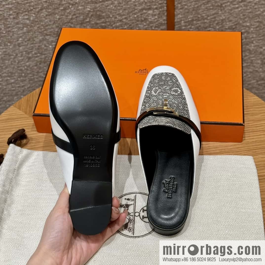 Hermès 188 OZ mule half drag, lizard 🦎 primary color /1B/Ombre Lizard/Lizard🦎