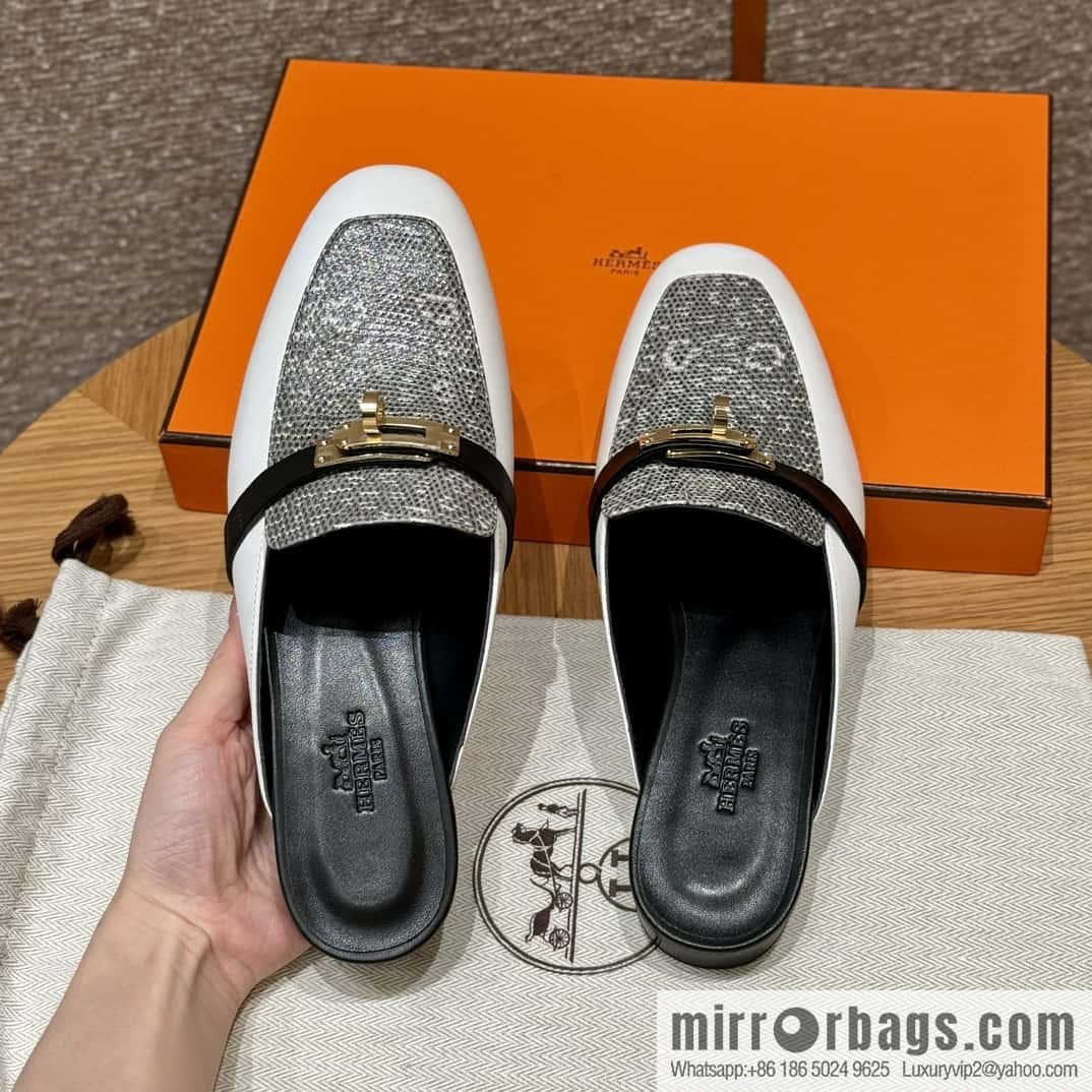 Hermès 188 OZ mule half drag, lizard 🦎 primary color /1B/Ombre Lizard/Lizard🦎