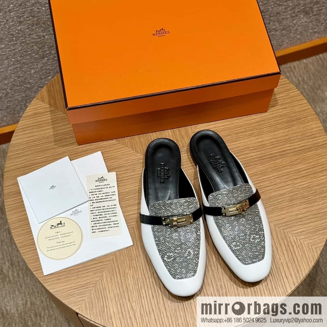 Hermès 188 OZ mule half drag, lizard 🦎 primary color /1B/Ombre Lizard/Lizard🦎