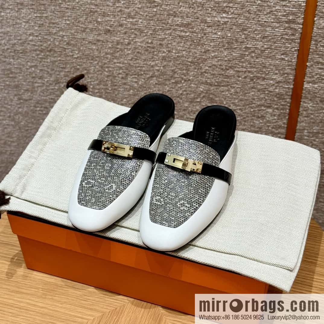 Hermès 188 OZ mule half drag, lizard 🦎 primary color /1B/Ombre Lizard/Lizard🦎