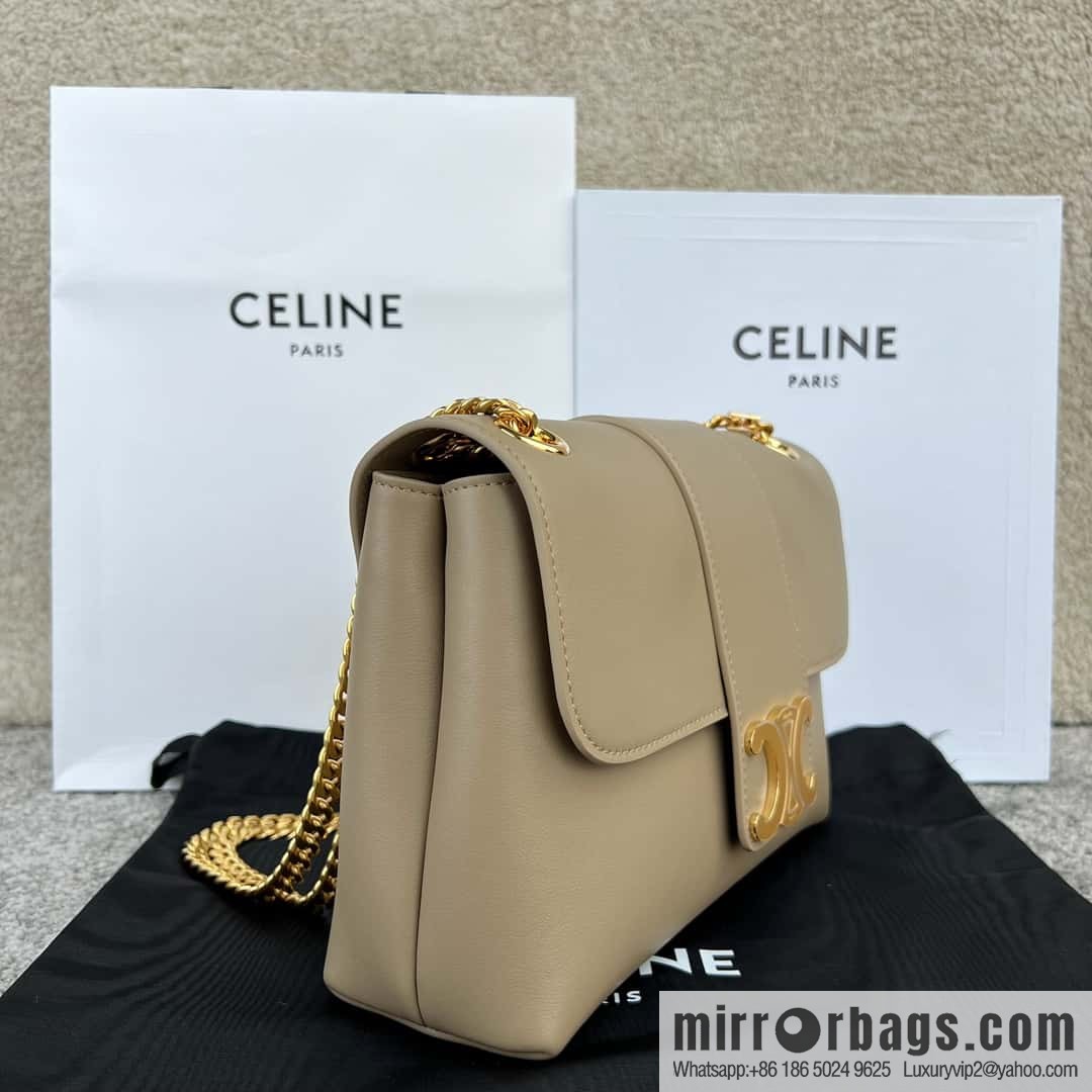 CELINE VICTOIRE medium soft cow leather (fabric) handbag 115853 apricot