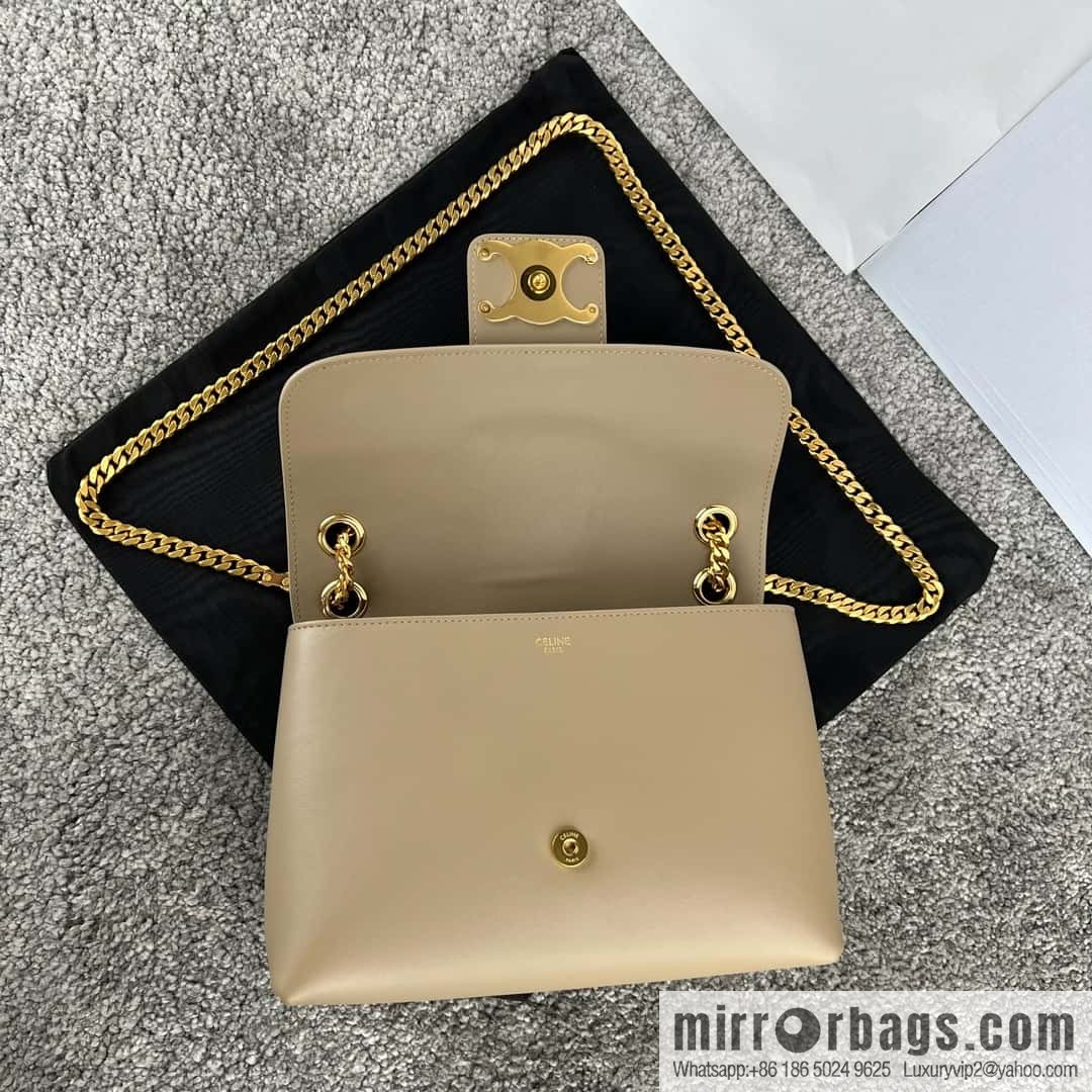 CELINE VICTOIRE medium soft cow leather (fabric) handbag 115853 apricot