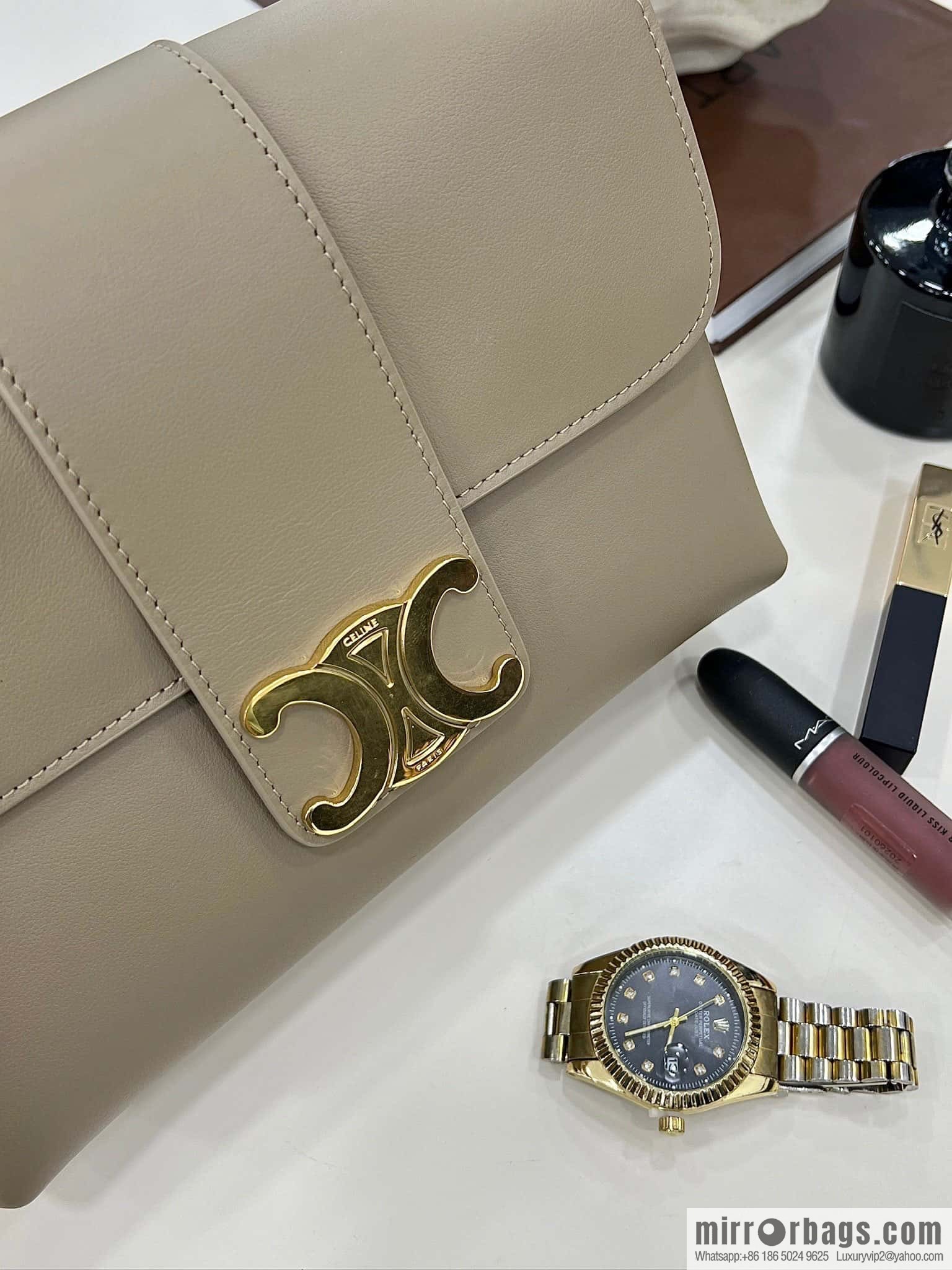 CELINE VICTOIRE medium soft cow leather (fabric) handbag 115853 apricot