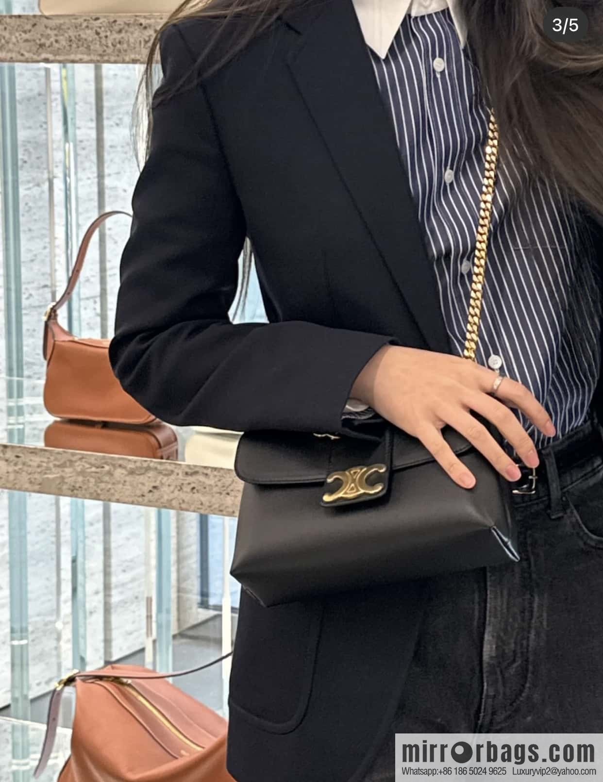 CELINE VICTOIRE medium soft cow leather (fabric) handbag 115853 black