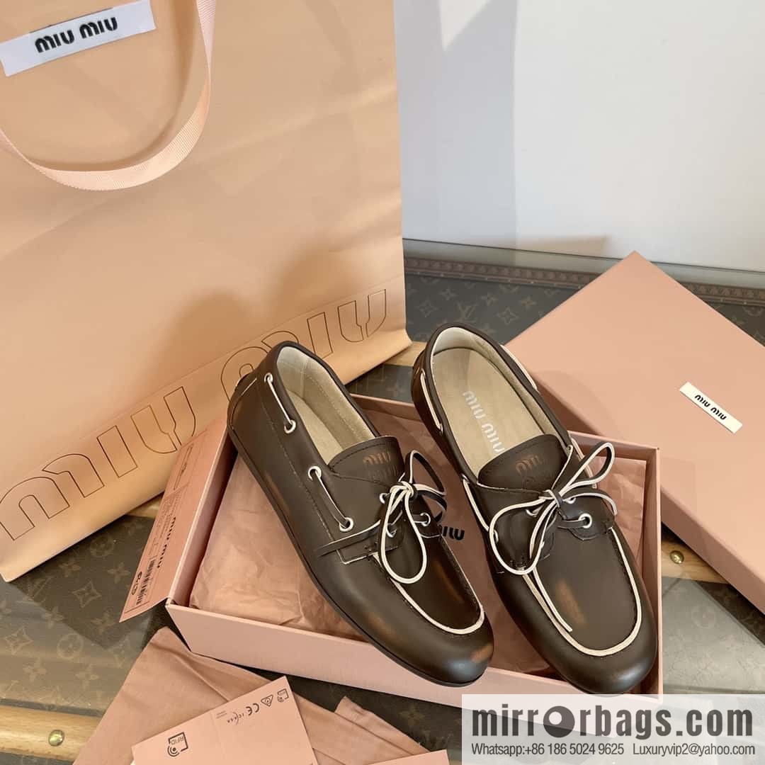 𝐌𝐢𝐮𝐌𝐢𝐮|| Miu Miu Bow Lace Up Sailing Flat Loafers