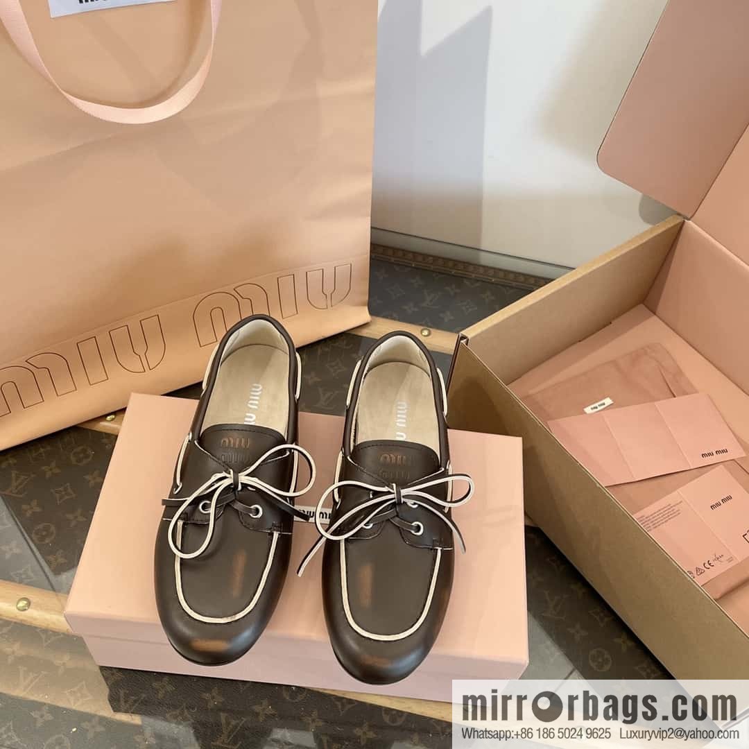 𝐌𝐢𝐮𝐌𝐢𝐮|| Miu Miu Bow Lace Up Sailing Flat Loafers