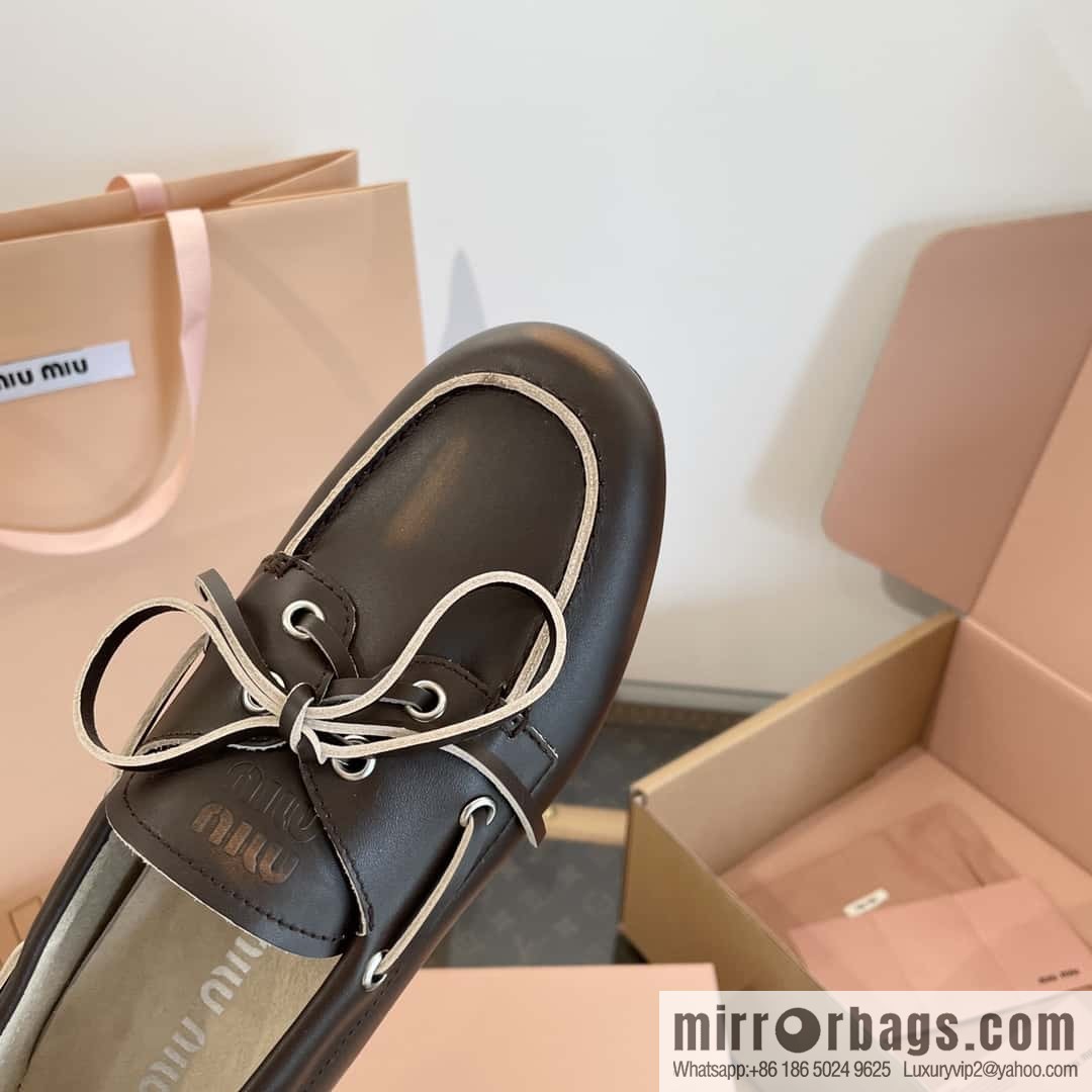 𝐌𝐢𝐮𝐌𝐢𝐮|| Miu Miu Bow Lace Up Sailing Flat Loafers