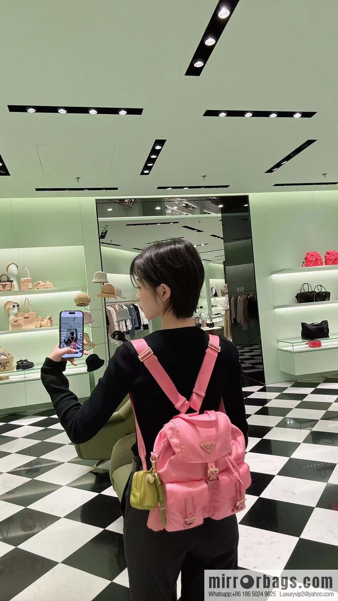 Prada 1BZ677 gold buckle classic backpack