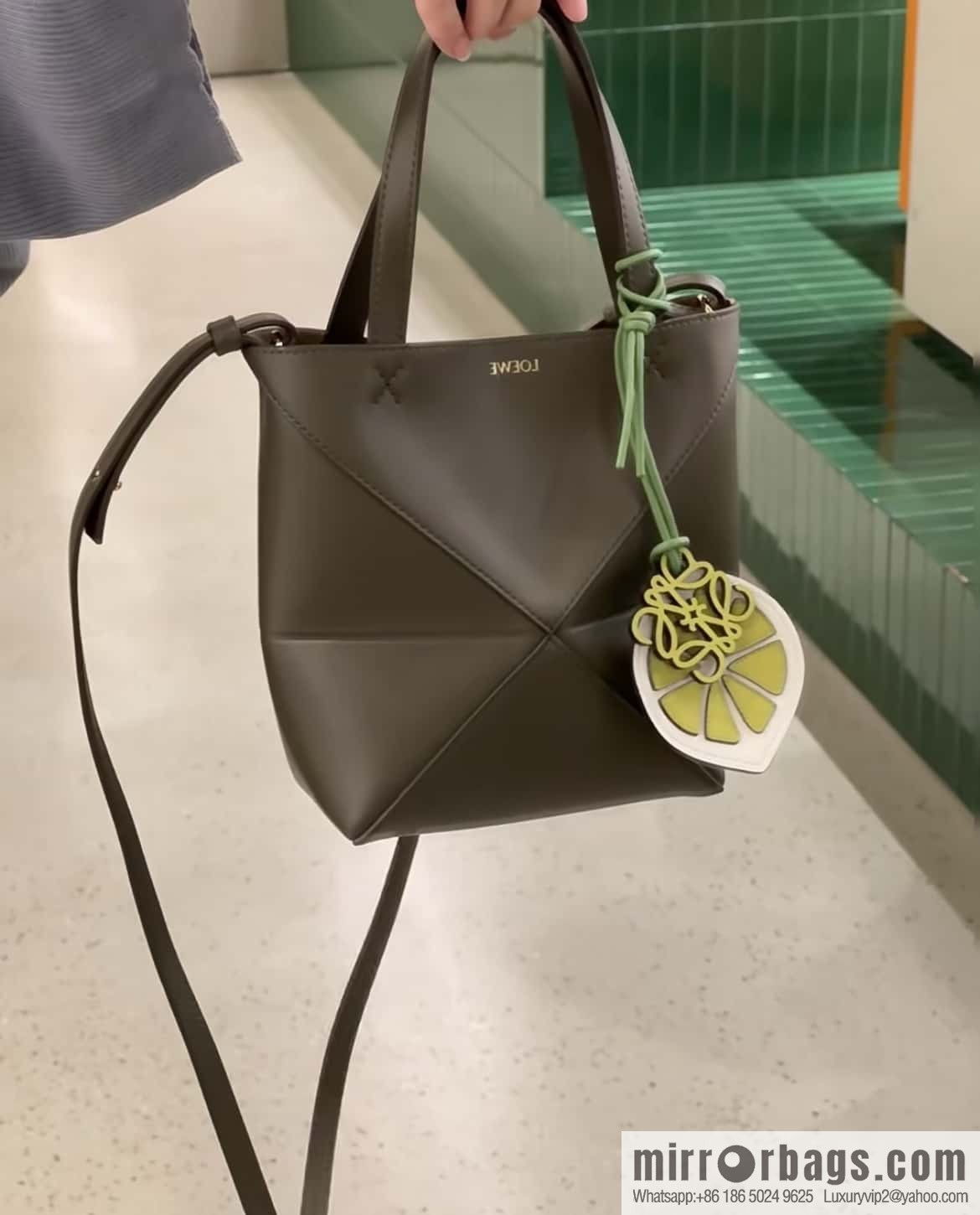 LOEWE puzzle folding series foldable tote bag 0695 dark green