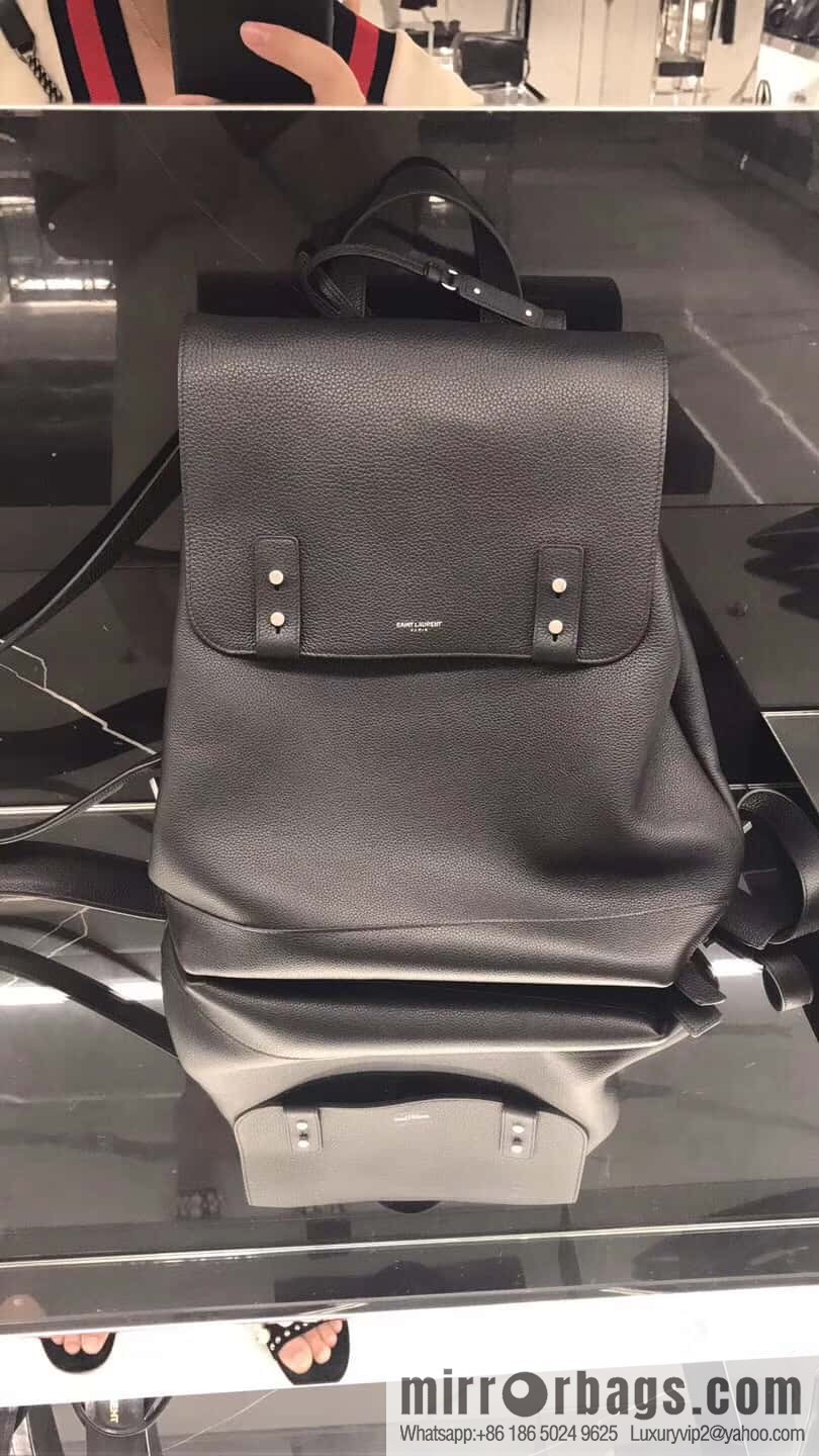 YSL black grain leather SAC DE JOUR SOUPLE backpack 480585