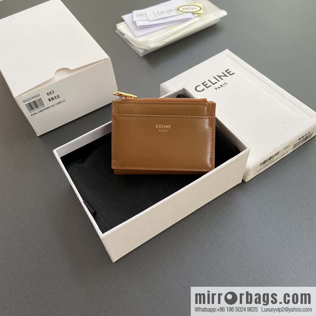 CELINE TRIOMPHE glossy leather (fabric) short wallet 10l653DS3.04LU652