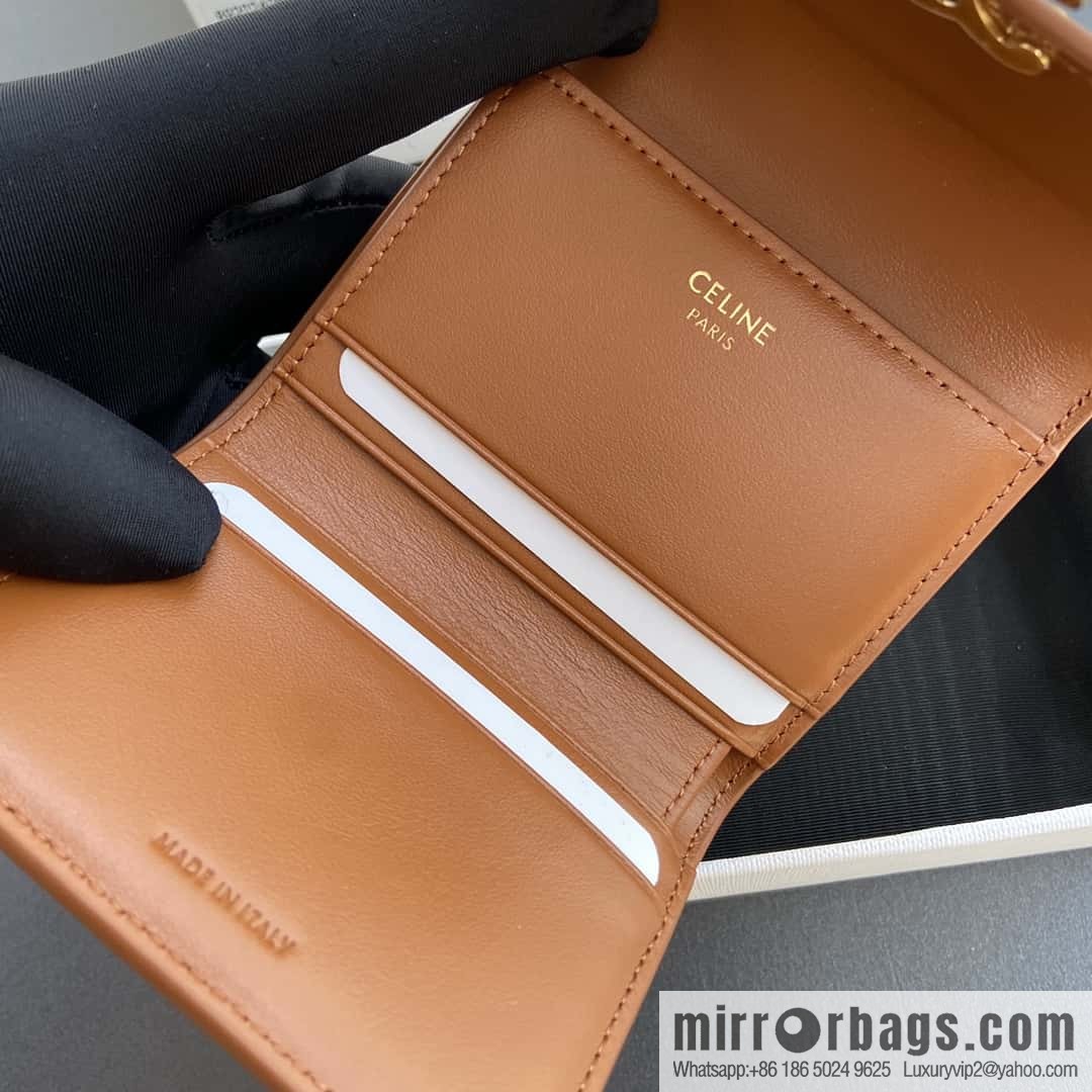 CELINE TRIOMPHE glossy leather (fabric) short wallet 10l653DS3.04LU652