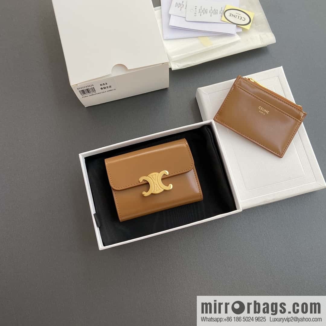 CELINE TRIOMPHE glossy leather (fabric) short wallet 10l653DS3.04LU652