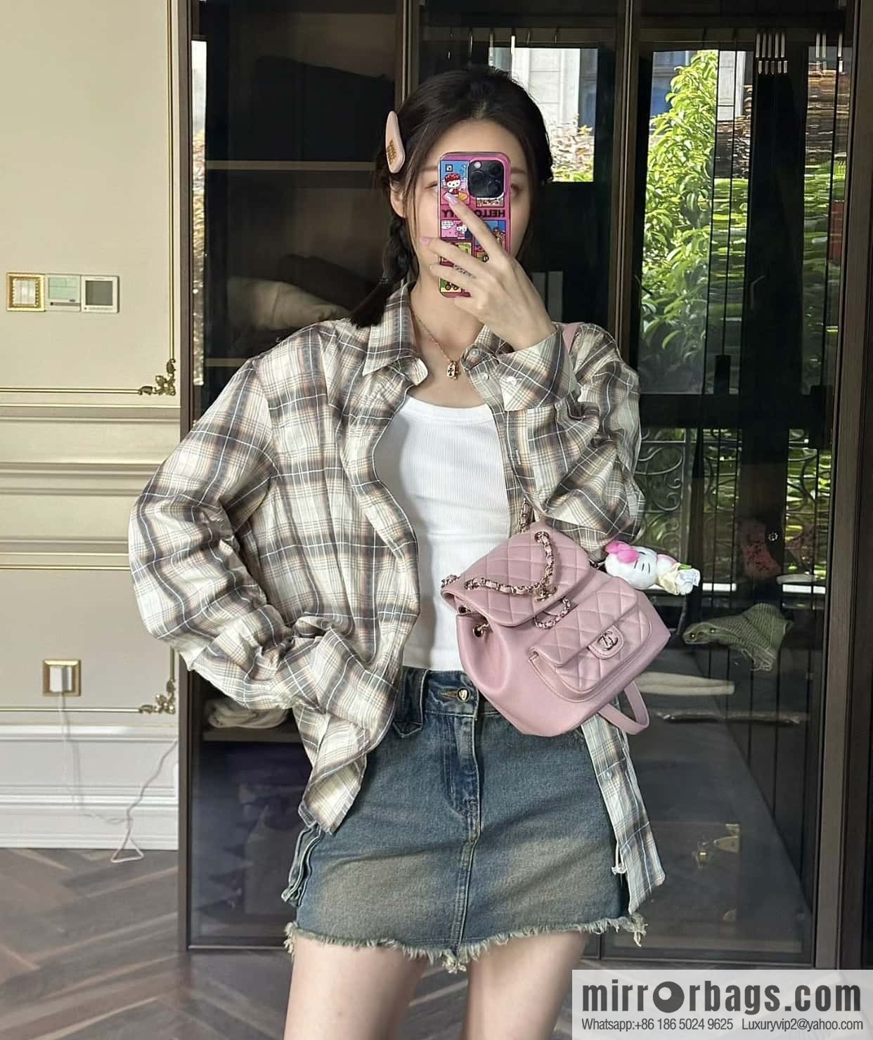 𝗖𝗛𝗔𝗘𝗡𝗟✦ 𝟐𝟒𝐩 backpack 🎒 pink AS2908