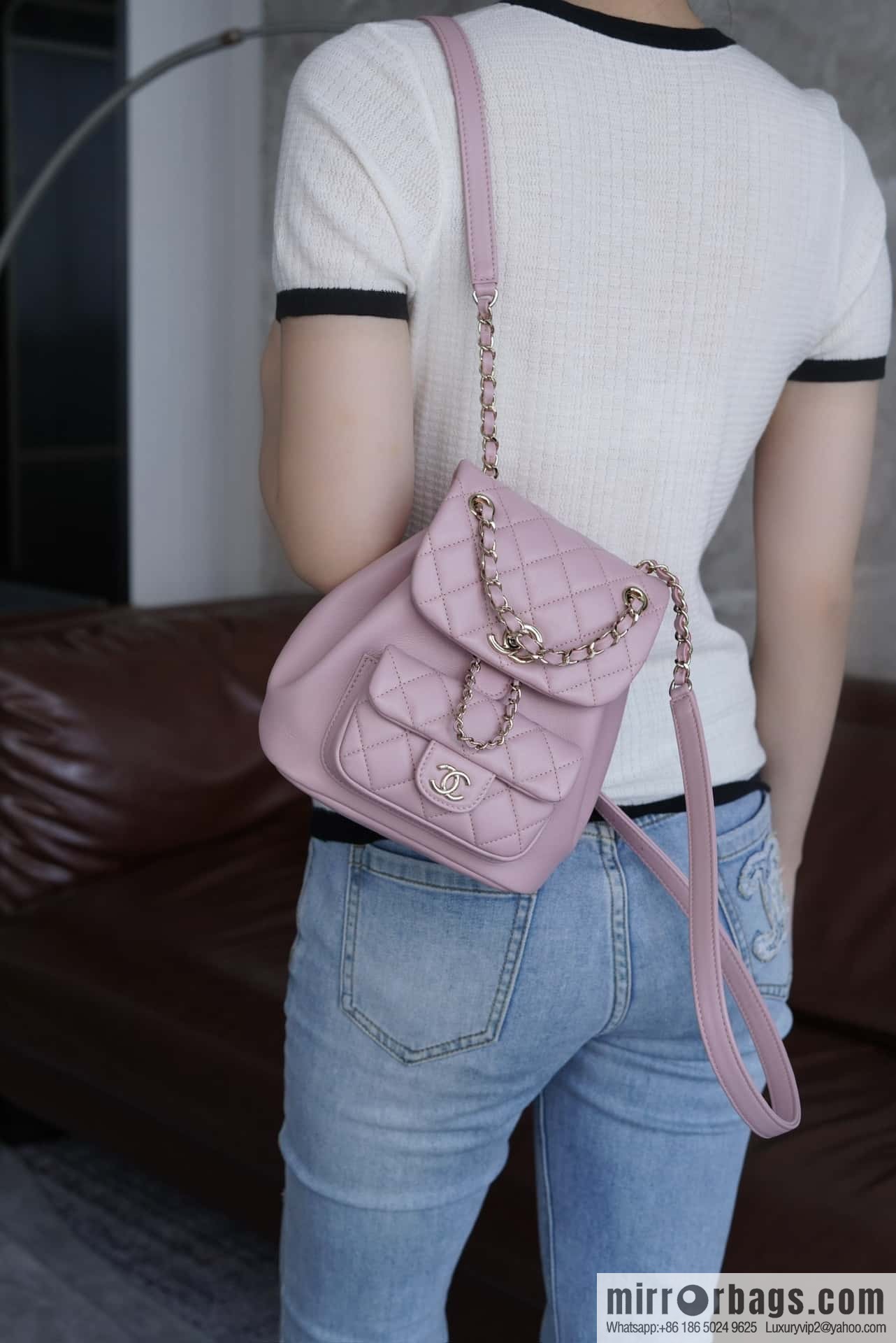 𝗖𝗛𝗔𝗘𝗡𝗟✦ 𝟐𝟒𝐩 backpack 🎒 pink AS2908