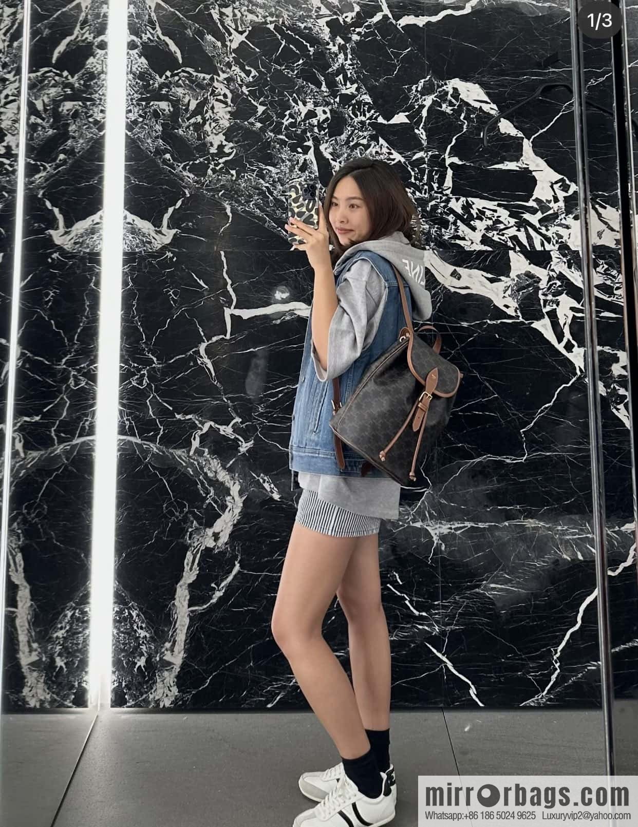 CELINE FOLCO Logo Printed Cow Leather Medium Backpack 117902