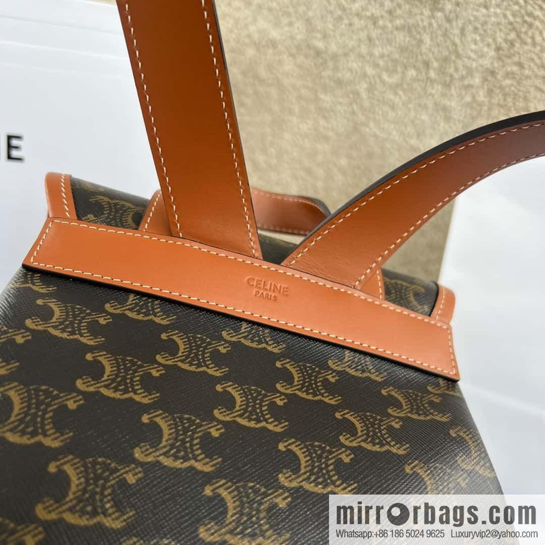 CELINE FOLCO Logo Printed Cow Leather Medium Backpack 117902