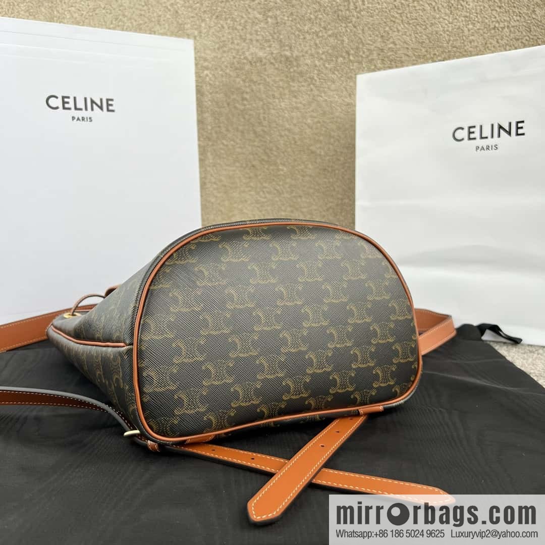 CELINE FOLCO Logo Printed Cow Leather Medium Backpack 117902