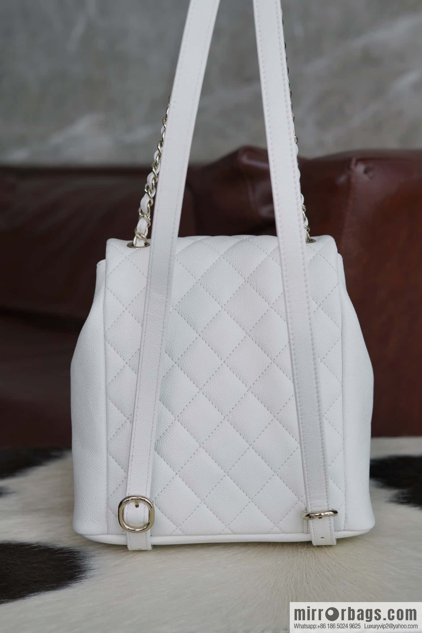 CHANEL Duma backpack, genuine leather, white AS3860.