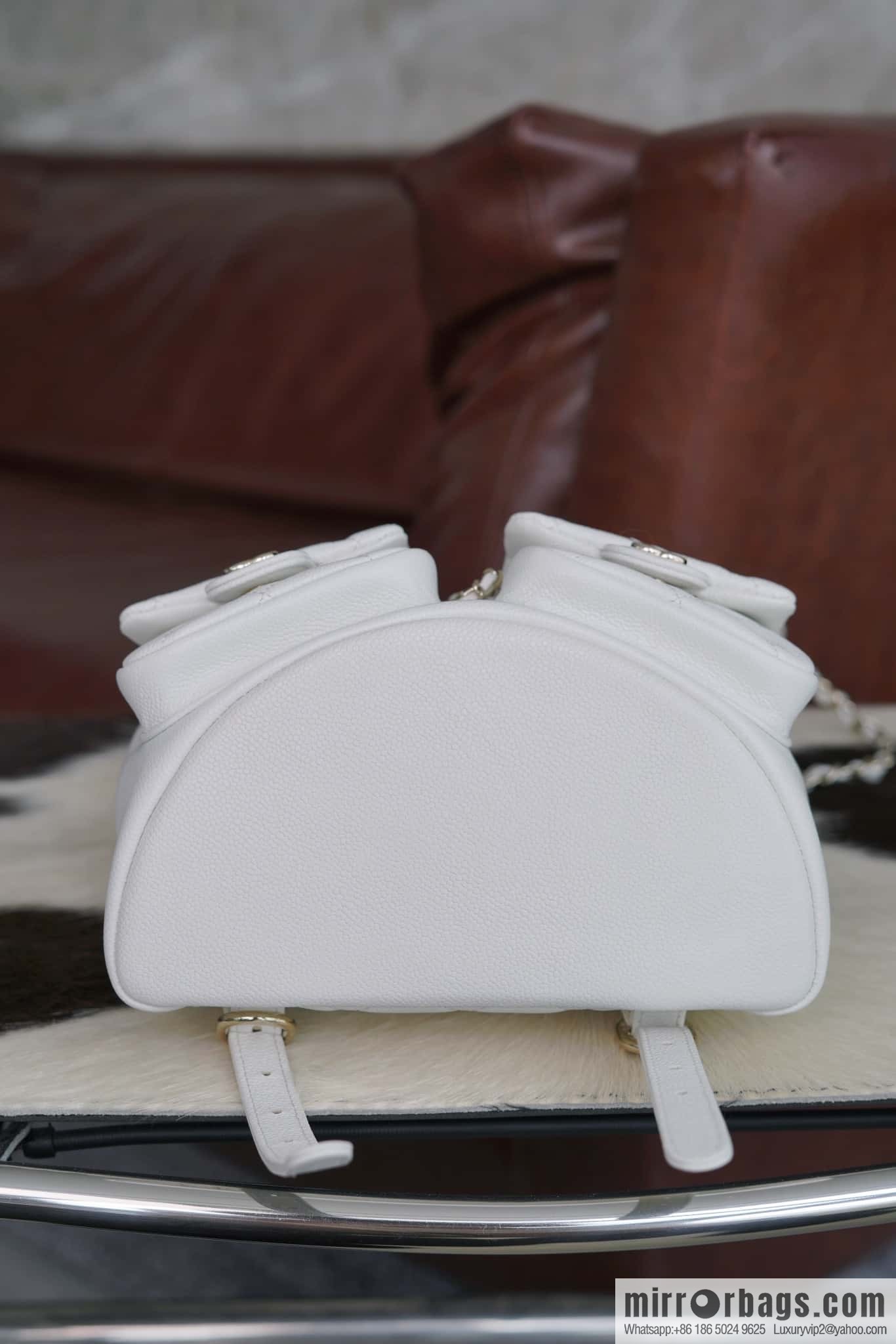 CHANEL Duma backpack, genuine leather, white AS3860.
