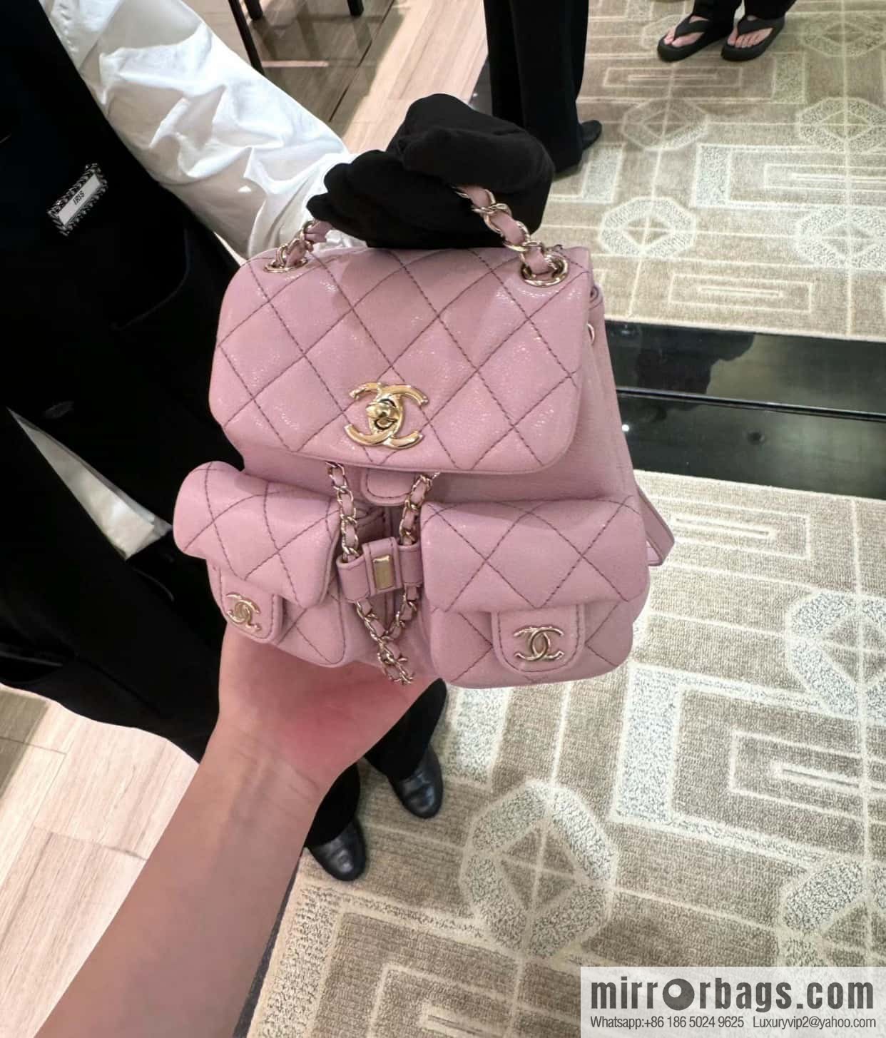 CHANEL Duma backpack, small, pink, genuine leather AS3787.