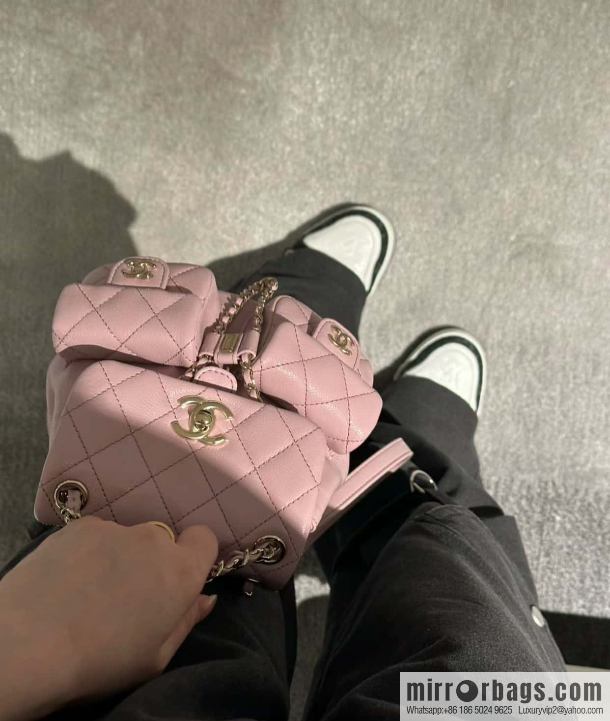 CHANEL Duma backpack, small, pink, genuine leather AS3787.