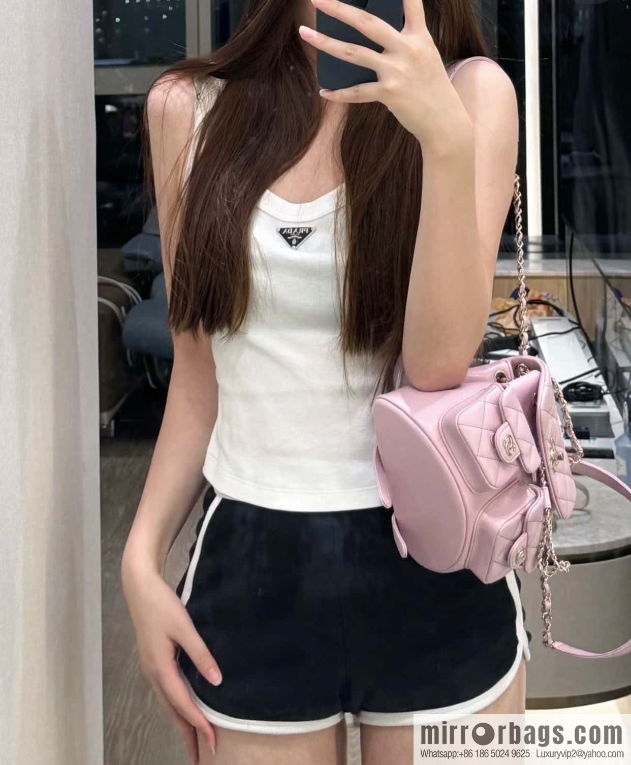 CHANEL Duma backpack, small, pink, genuine leather AS3787.