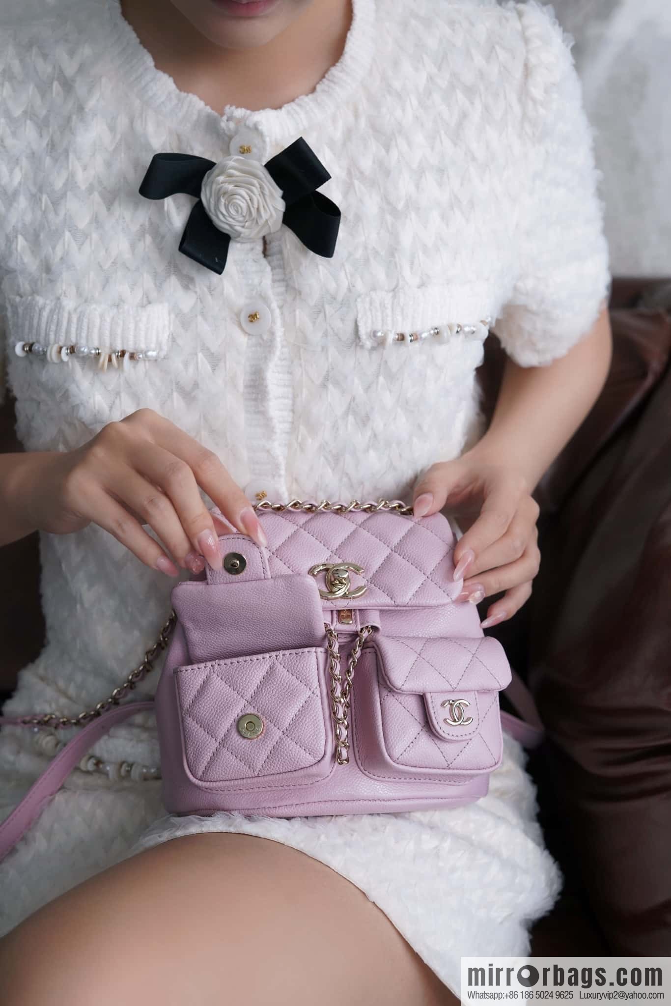 CHANEL Duma backpack, small, pink, genuine leather AS3787.