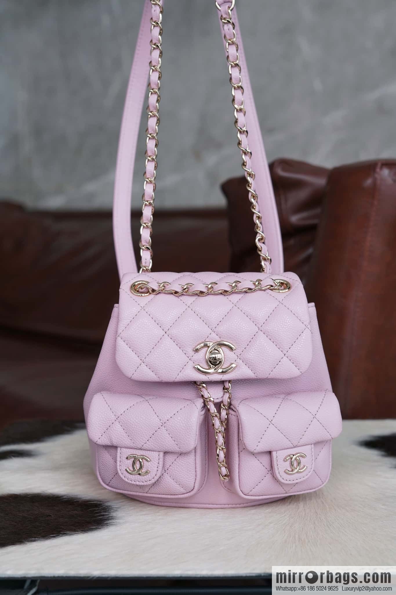 CHANEL Duma backpack, small, pink, genuine leather AS3787.