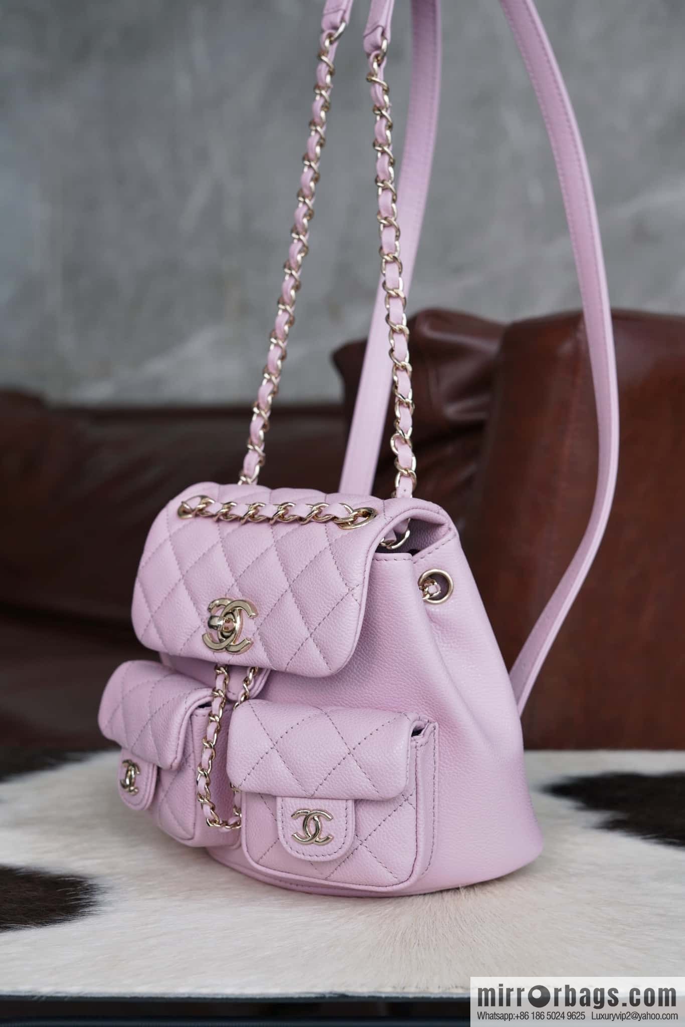 CHANEL Duma backpack, small, pink, genuine leather AS3787.