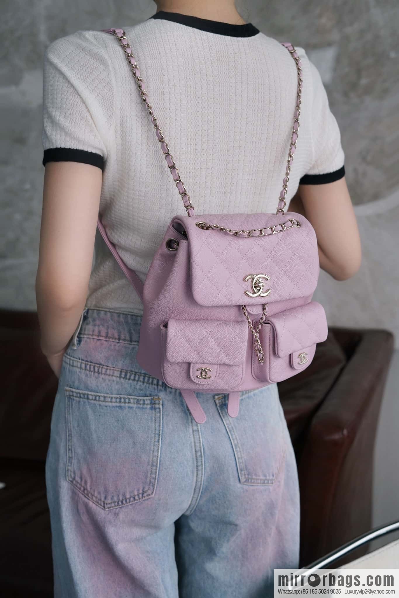 CHANEL Duma backpack, genuine leather, pink medium AS3860.