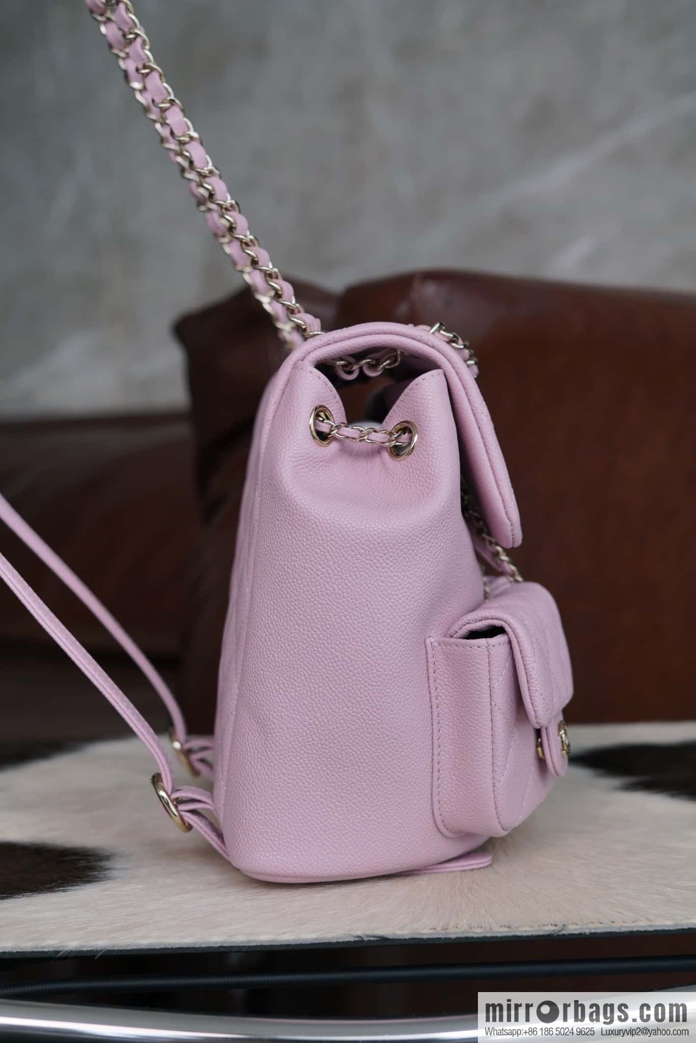 CHANEL Duma backpack, genuine leather, pink medium AS3860.