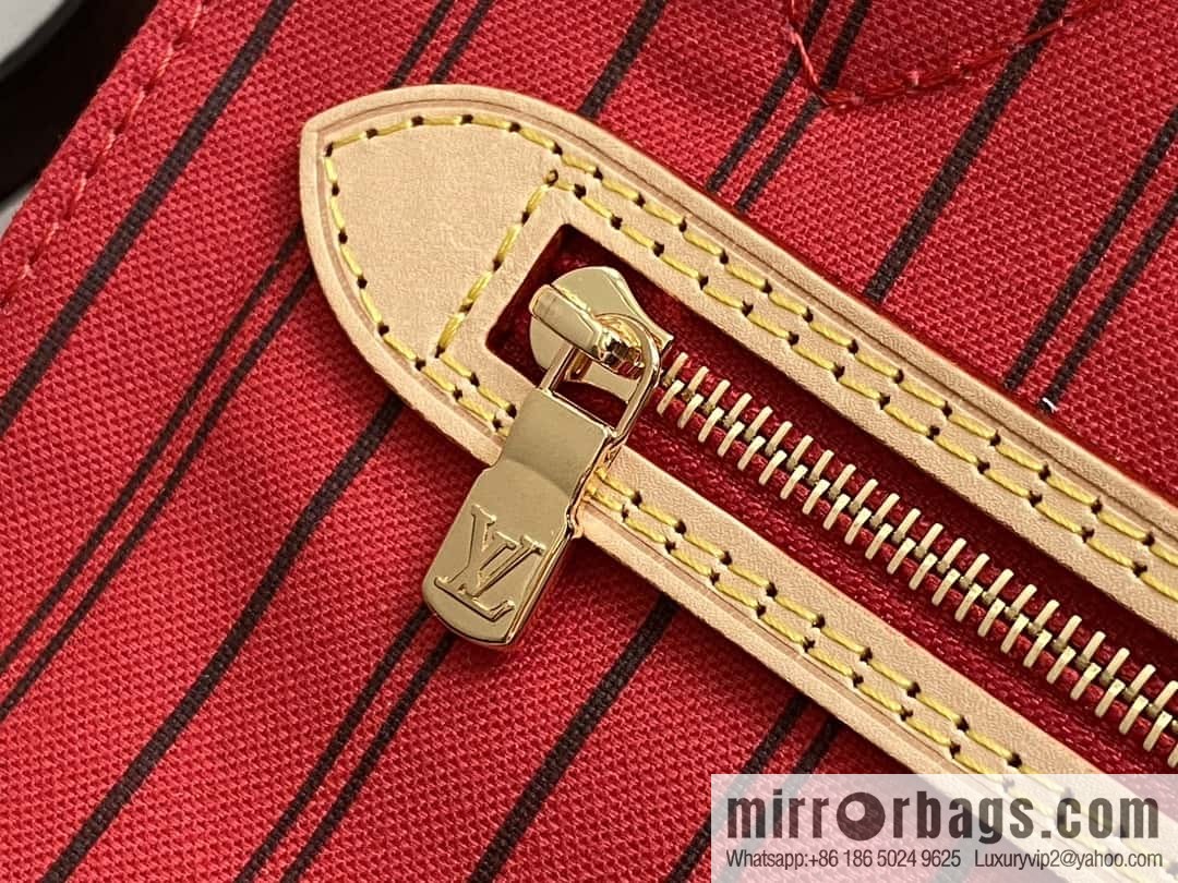 [Boutique‑grade] M12096 old flower red, double-sided available, variable code chip version, shopping bag series NEVERFULL medium handbag