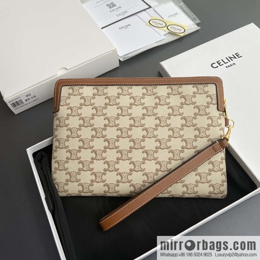 CELINE TRIOMPHE Iconic Printed Clutch Bag 10J502FES.04LU 502 White Flower