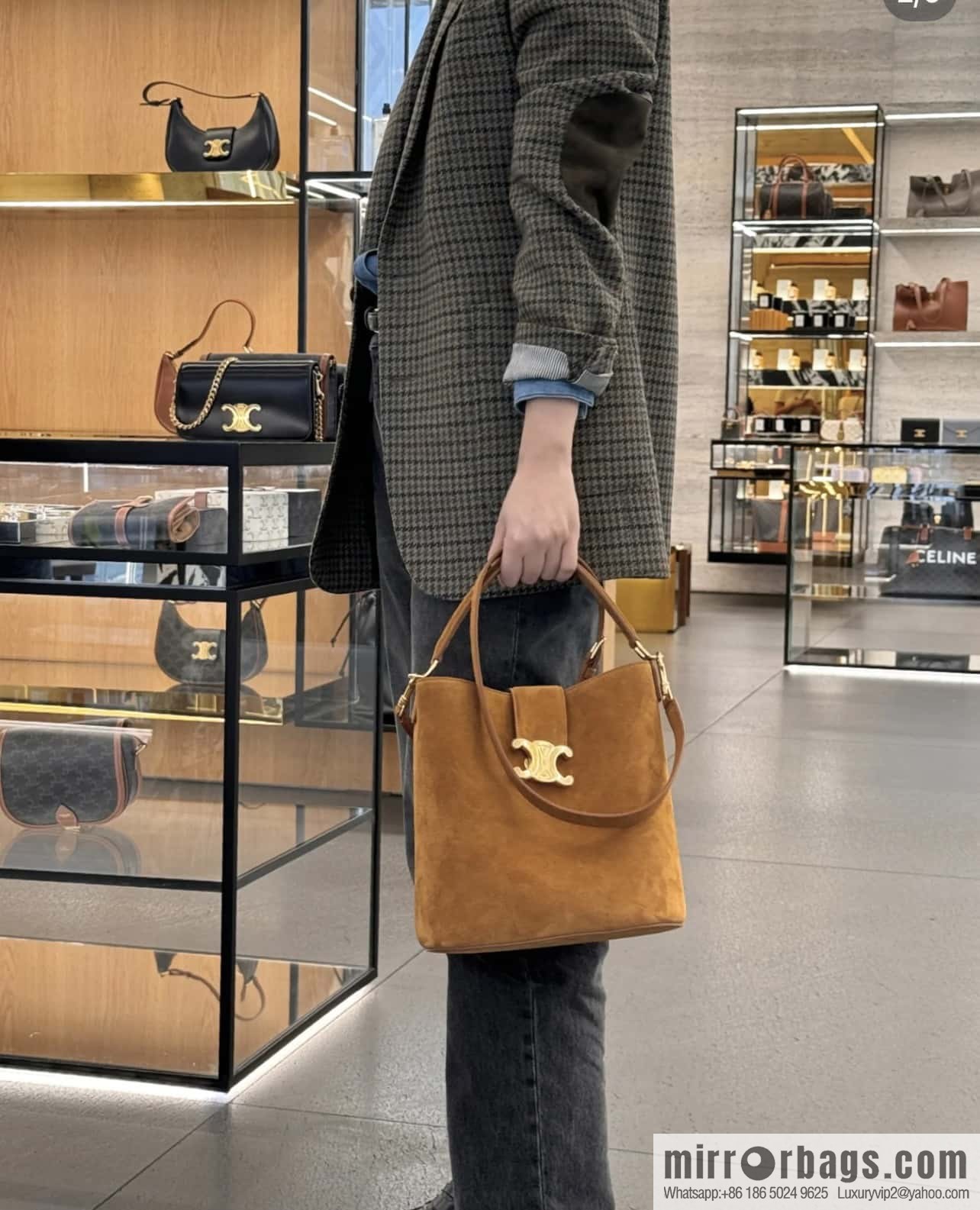 CELINE LOUISE Medium Cowhide Suede Handbag 116613