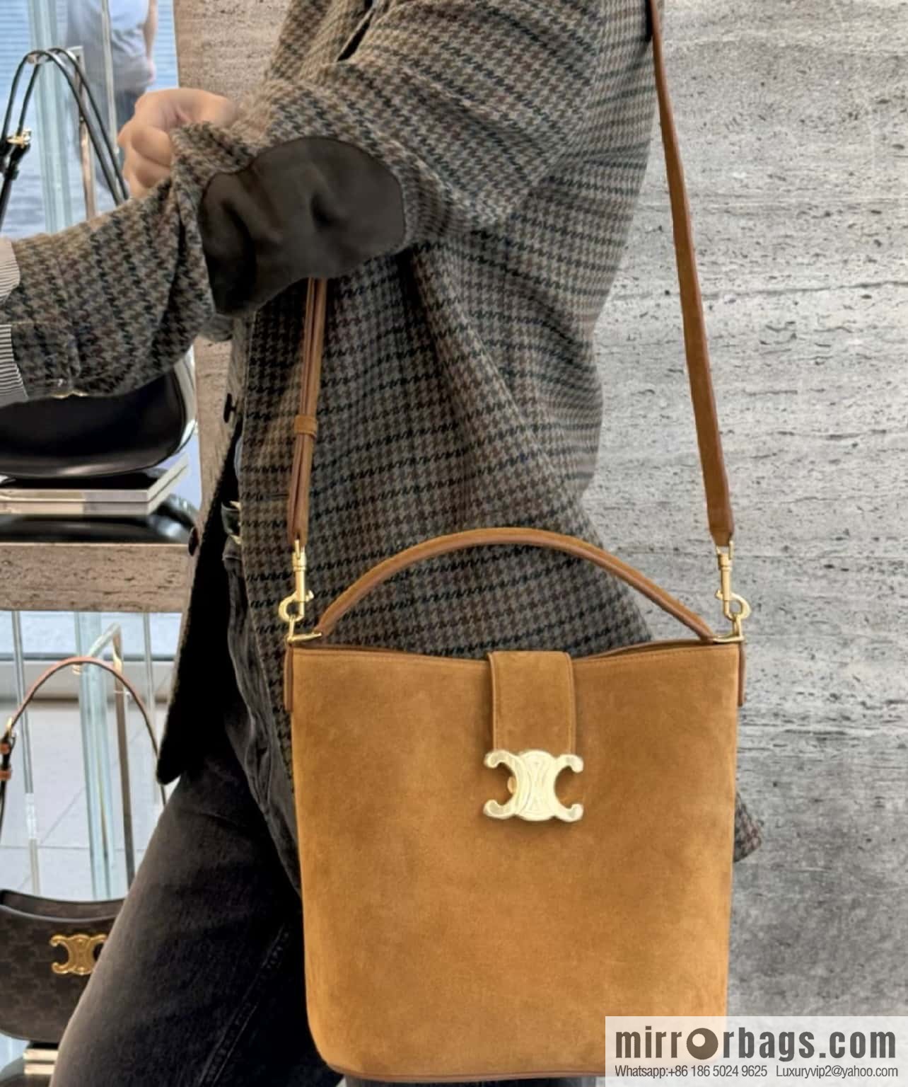 CELINE LOUISE Medium Cowhide Suede Handbag 116613