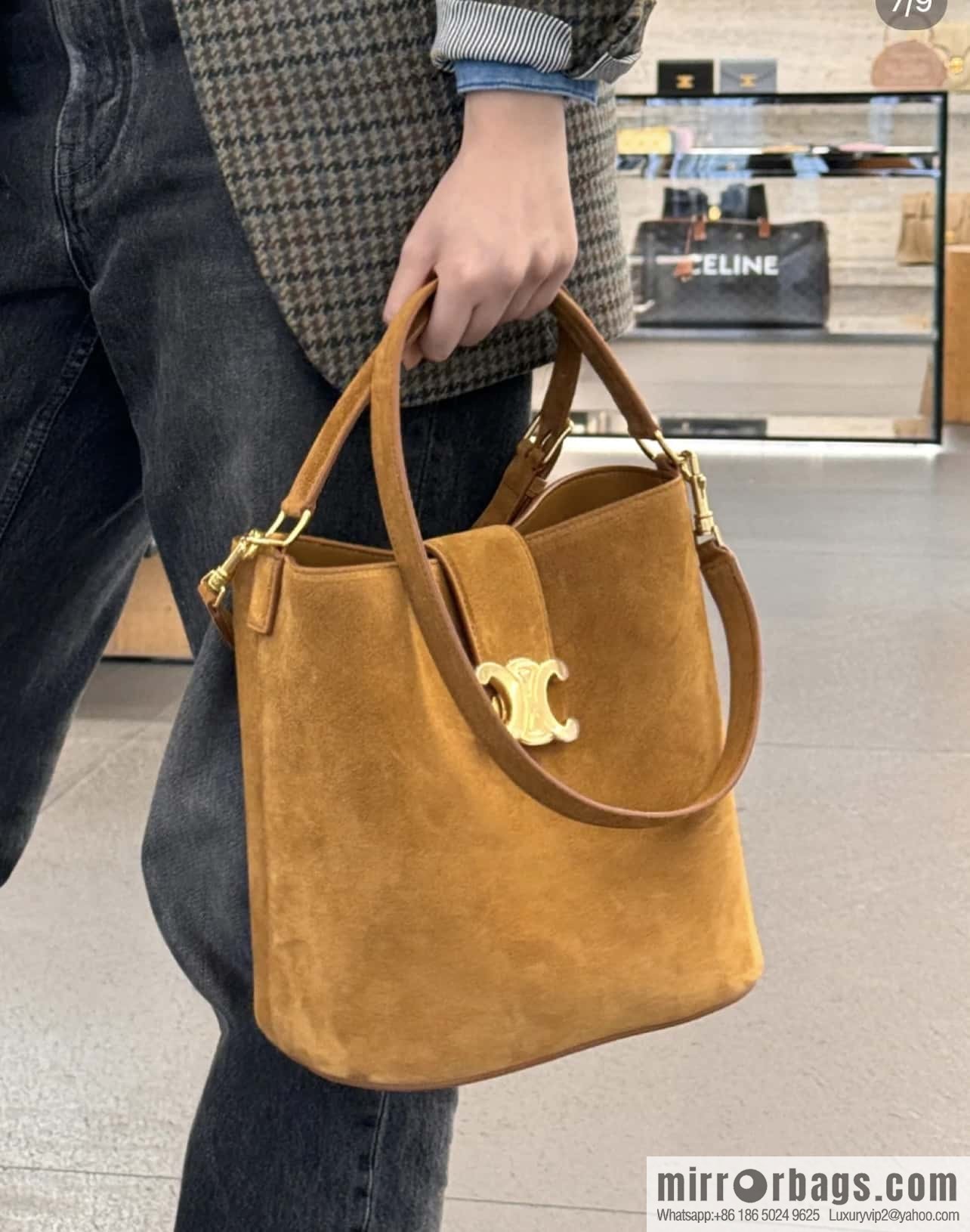 CELINE LOUISE Medium Cowhide Suede Handbag 116613