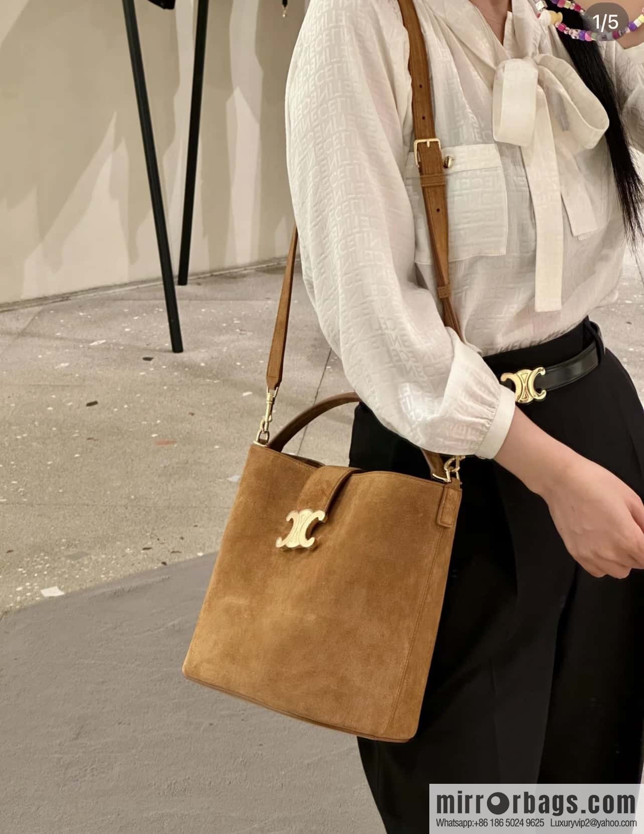 CELINE LOUISE Medium Cowhide Suede Handbag 116613